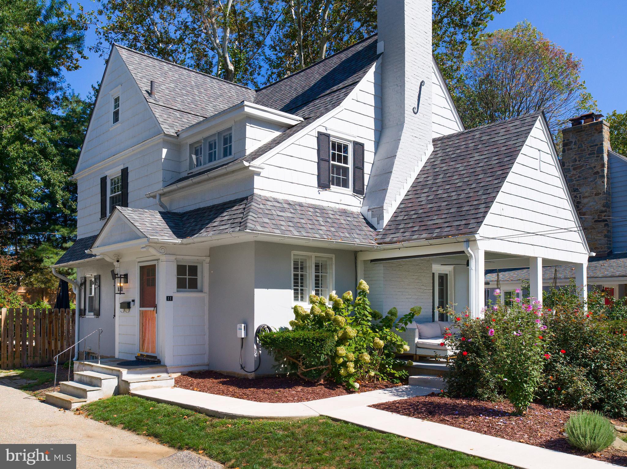Charming & Fully Renovated — Move-In Ready in the Heart of NarberthThis beautifully updated and impeccably maintained home sits on one of Narberth’s most desirable, low-traffic streets, celebrated for its warm sense of community and neighborly gatherings. A deep, covered front porch sets the tone for relaxed living — morning coffee, evening wine, and casual time with friends and neighbors.Inside, a thoughtful 2023 renovation reimagined the main level, creating an open, airy flow while preserving timeless character. The custom kitchen anchors the space with leathered granite countertops, Thermador induction cooktop and oven, Bosch dual-compressor refrigerator, and abundant cabinetry. Entertaining is effortless with seamless connection between the kitchen, dining area, and family room — warmed by a new gas fireplace — plus French doors opening to the Trex deck and fenced backyard. The first-floor powder room adds personality with its repurposed antique sewing table vanity and upgraded fixtures.Upstairs, the primary bedroom is bright and inviting, with 3 deep closets and flexible space for a reading nook or desk. Two additional bedrooms provide versatility for family, guests, or home office needs. A beautifully renovated hall bath completes this level with timeless finishes. The third floor offers the 4th bedroom or office space along with another full bathroom. Beautiful and charming details in this bathroom including the original clawfoot tub. The lower level — improved with a French drain and sump pump — offers excellent storage and potential for a gym, playroom, or workshop.Outdoor spaces feel private and welcoming with a large fenced backyard (rare in Narberth), low-maintenance landscaping, a new grilling patio, and refreshed front walkway (2025).Peace of mind comes with all the behind-the-scenes investments: newer roof, updated electrical with full removal of knob-and-tube wiring, modernized plumbing, chimney liner, gas conversion with high-efficiency HVAC and water heater, plus new windows, Pella doors, and garage door.With its perfect balance of charm, thoughtful updates, and easy day-to-day living — just a short stroll to Narberth’s beloved downtown, shops, restaurants, and train station — this home is move-in ready and designed for today’s lifestyle.