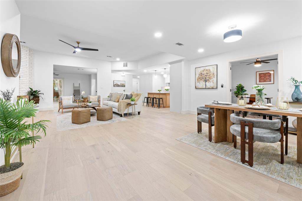 Beautifully updated single-story traditional home offering 2,655 sq. ft. of thoughtfully designed living space on a spacious private lot. Originally built in 1974 and completely renovated, this home seamlessly blends classic charm with modern updates. Features include 5 bedrooms (one currently used as a home office with full closet), 3 full bathrooms, and 2 spacious living areas with a bright, open-concept floorplan ideal for everyday living and entertaining. The all new chef’s kitchen showcases custom cabinetry, a striking white oak island, quartz countertops, stainless steel appliances, vent hood mechanism, gas range conversion option and a walk-in pantry. Additional functional spaces include a convenient mudroom and separate laundry room. Major improvements include new plumbing, all new windows with plantation shutters throughout, and new exterior and interior doors for enhanced efficiency and peace of mind. Step outside to a large private backyard with a tall privacy fence, perfect for outdoor gatherings or quiet relaxation. Ideally located in desirable Plano with convenient access to shopping, dining, major highways, and Plano highly rated schools. Move-in ready with NO HOA.