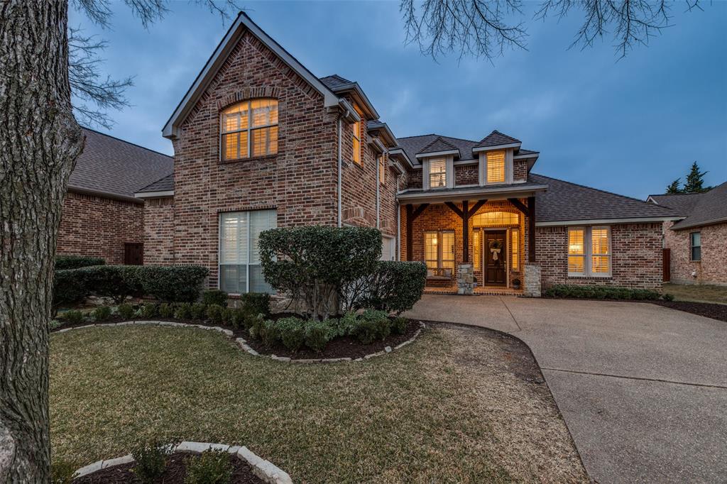 This beautiful designer home features many updates since original Sotherby Homes completion. Meticulous attention to details make this move-in ready luxury home in desirable Estates on Legacy Drive in Frisco, TX a must see. Boasting a spectacular backyard featuring a beautifully landscaped pool, waterfall spa, covered outdoor living area with stone wood burning fireplace and grass-coverd yard-perfect for year-round entertaining. Prime location near top shopping, dining, Stonebriar Country Club, The Star (Dallas Cowboys headquarters and entertainment complex), and endless restaurants and entertainment. Beautifully decorated transitional-style residence features hand-scraped hardwood floors on the first floor, custom plantation shutters and grass shades. Open floor-plan with grand entry, formal living room and dining room with glass doors adjoining a home office-study. Vaulted ceiling family room with stone fireplace opens to an eat-in kitchen with granite countertops center island, updated stainless steel appliances and an atrium door opening to the covered stone backyard living area. Spacious first-floor primary suite includes sitting area with french doors to backyard retreat custom drapery and grass shades. Secondary ensuite bedroom near utility mudroom with direct access to attached garage. Upstairs: spacious game or study room off two bedrooms with connecting bath with walk-in closets, plus large media or bonus room ideal for gatherings, play area exercise or movie nights. This exceptional home in one of Frisco's premier neighborhoods is truly turn-key and is beautifully appointed with many designer elements.Currently the Lakes Tennis Academy is part of the HOA annual assessment ($300 annually in addition to the $842.90 annual HOA=$1142.90 annual total) and includes either Tennis or Fitness Center and Pool access.
