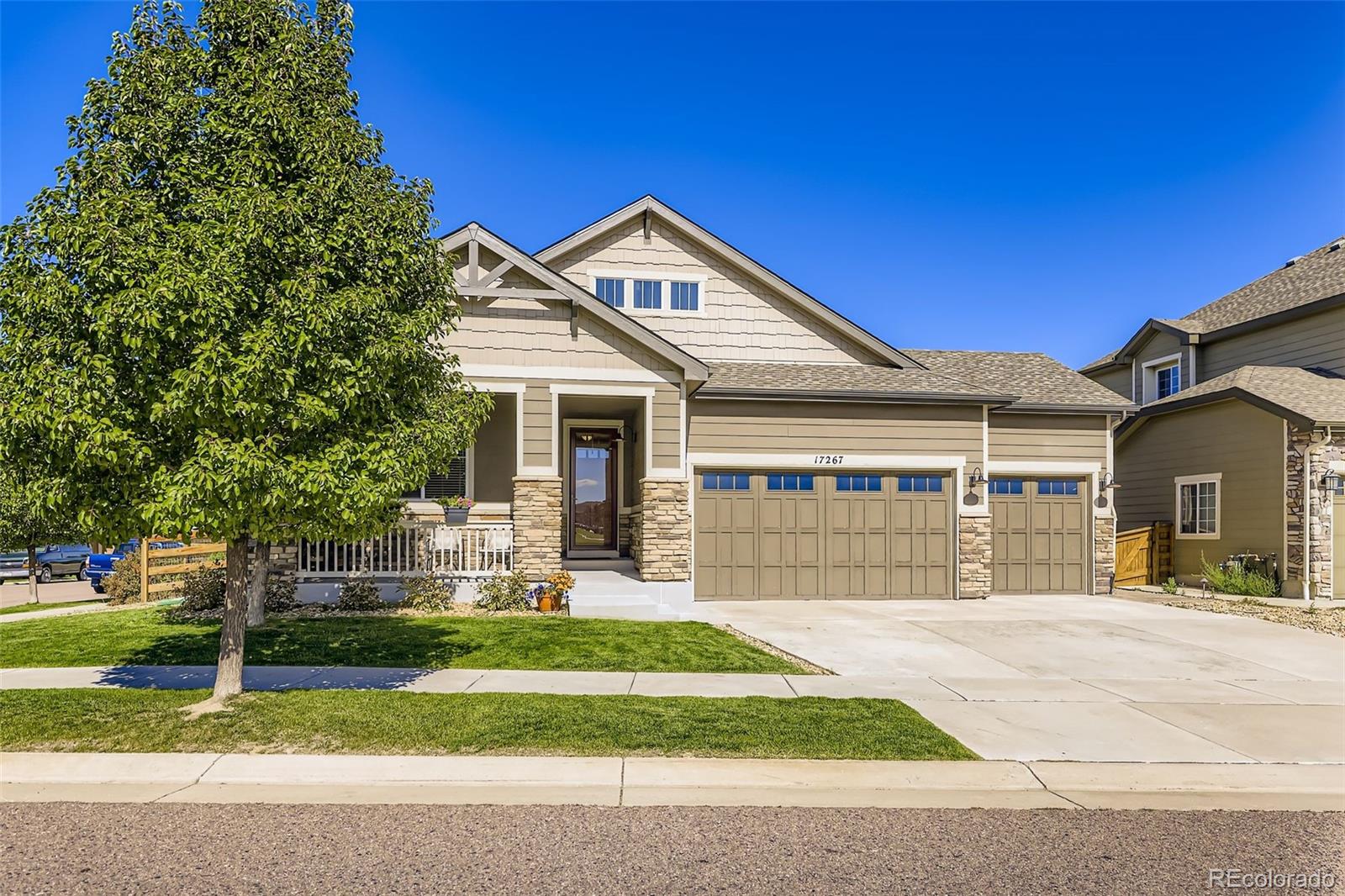 This beautiful ranch plan in Reunion features 3 bedrooms, 2 baths, open concept family room/dining/kitchen; office, laundry, unfinished basement and 3 car garage. Meticulously maintained – pride of ownership shines throughout.  Upgrades inside include ceiling fans in the living room and all bedrooms, kitchen refresh (faucet with a touch-activated model, undermount stainless kitchen sink, pendant lights over kitchen island w/dimmer switch); window blinds; upgraded trim throughout, crown molding in the primary bedroom & office; built-in shelves in the laundry and primary bedroom; front entrance storm door with interchangeable screen/glass component.  Other upgrades include an epoxy garage floor, thicker garage door seals, high-lift garage door; outdoor lighting, stamped concrete patio & walkway w/integrated lighting as well as custom window grates.  Finish the basement for even more living space.  The many windows allow the natural light to cascade in – bright and cheerful.  It is easy to picture yourself calling this one home.  Close to dining, shopping, entertainment and other amenities.  Don’t miss your opportunity to be in this highly sought-after community. Welcome Home!