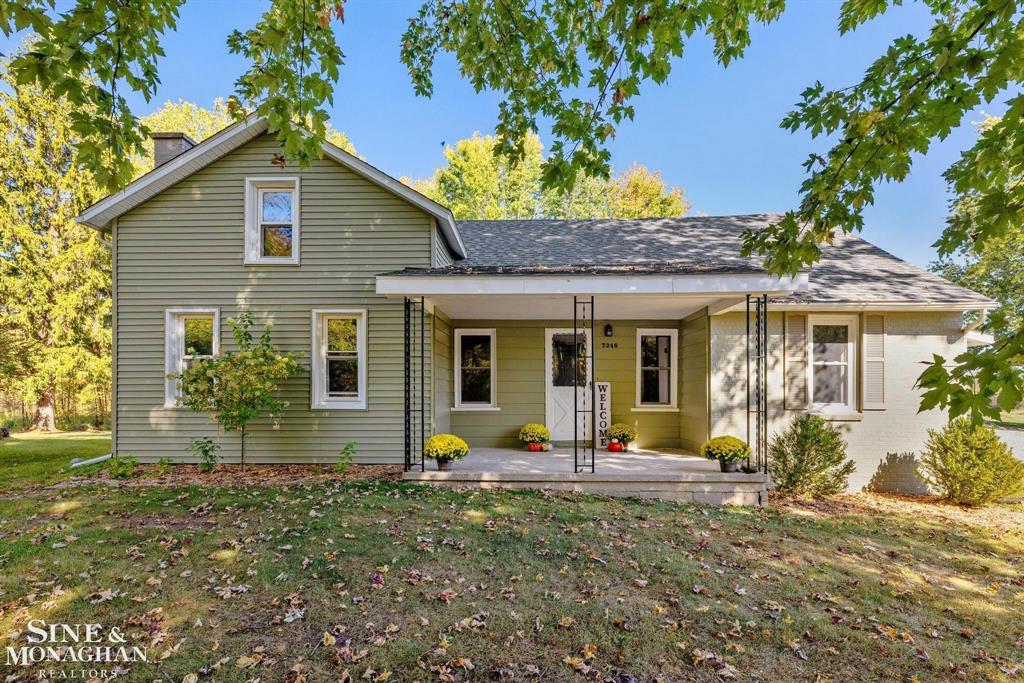 Price Reduction!!! Welcome home to this charming 3-bedroom, 1.5-bath farmhouse sitting on 4 peaceful acres of mature trees and open space. Step inside and you'll find an open-concept floor plan filled with natural light, offering a warm and cozy feel. The bedrooms are private and comfortable and the clean basement makes a perfect spot for laundry and extra storage. Outside, you'll love the quiet and serenity of the land-perfect for morning coffee, evening walks, or simply soaking up the sounds of nature. The detached garage is a true man den with a wood-burning stove, new electrical panel, and plenty of space for toys and projects. Updates include: a new roof, new electrical panel in garage, all fresh paint inside and out.  You'll have peace of mind for years to come.  BATVAI   A true country escape but only minutes to I-94.