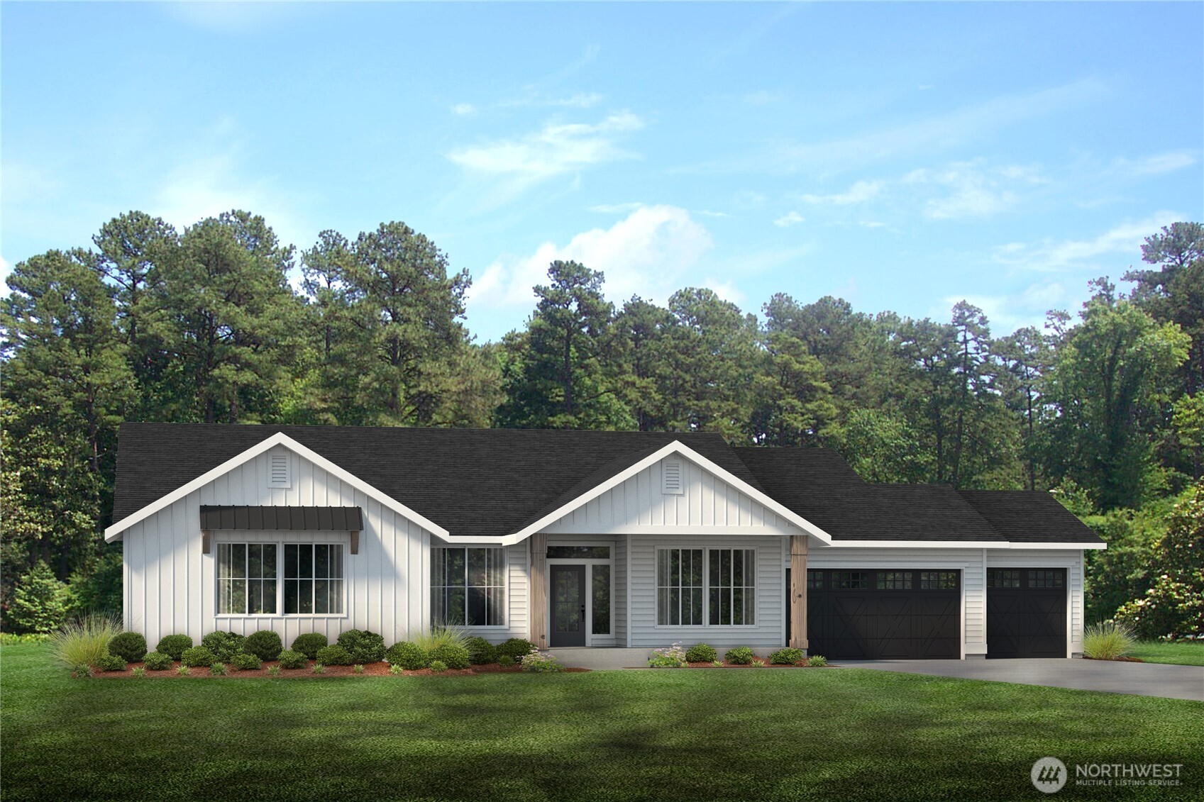 Rare rambler on 6+ acres! Robinett Brothers proudly presents new construction on acreage in the highly sought-after Stanwood/Bryant area. This beautifully designed 2,708 sq ft rambler offers an open-concept layout with a chef-inspired kitchen overlooking the great room, spacious dining area, and covered outdoor living with fireplace—ideal for year-round entertaining. The luxurious primary suite features a spa-inspired bath and oversized walk-in closet. Secondary bedrooms are generously sized, each with their own walk-in closet. High-end finishes include 42" upper cabinets with lighted transoms, full-height quartz backsplash, BOSCH appliances, and an oversized island. Thoughtful design continues with a mudroom featuring built-in bench cabinetry and a fully finished 3-car garage. Enjoy the space, privacy, and natural surroundings this acreage property provides while still being conveniently located near local amenities.