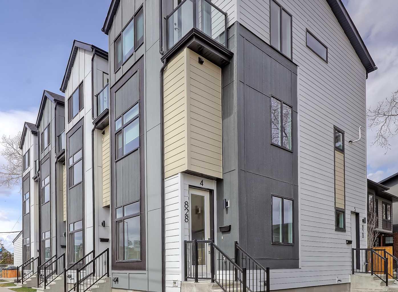 BRAND NEW, MOVE-IN READY TOWNHOME PROJECT IN RENFREW! Perfect for a savvy investor, this townhome project is AIRBNB FRIENDLY, plus first-time home buyers could qualify for up to a 100% GST REBATE* on their purchase! With 4 upper-level units, and 4 lower-level units, this modern townhome project is sure to impress! This listing includes TWO titled units: one upper-level 2-storey unit (#7) featuring 1,020 sq ft, with 2 beds, 2.5 baths, and a single detached garage, PLUS one lower-level unit directly below (#2) boasting a sunny main floor plus a FULLY FINISHED BASEMENT totalling over 900 sq ft of developed living space, with 2 beds & 2.5 baths. Live in one and rent the other, or combine both for personal use and have a 4-bedroom townhome with 1,950+ sq ft of living space! Both units feature sunny and bright open-concept living space, with sleek luxury vinyl plank (LVP) flooring and large windows. The fully equipped modern kitchens boast modern slab-style cabinetry, quartz countertops, and Samsung stainless steel appliances, including a French-door refrigerator and a ceramic-top stove. Completing the main floor of both units is a spacious dining area perfect for family meals and entertaining, a living room with large windows for ample natural light and a stylish 2-piece powder room. The upper-unit level (#7) features a lacquered spindled railing leading to the upper floor, where 2 bedrooms, each with its own ensuite, await! Both ensuites feature a tiled tub/shower combo and vanities with quartz counters. The lower unit (#2), with a fully developed basement, features 2 bedrooms and 2 full bathrooms. Each bathroom boasts custom cabinetry, quartz counters, undermount sinks, and tiled tub/shower combos. Plus, both units feature a convenient in-suite laundry closet with a stacked washer/dryer. Stylish and durable, the exterior features Hardie Board and Smart Board detailing, and brushed concrete steps and walks. Long favoured by families, Renfrew is a tranquil community full of tree-lined streets and park space, featuring multiple schools such as Children’s Village School, Colonel Macleod School, St. Alphonsus School, and Stanley Jones School, along with sports fields and parks. The Renfrew Community Association is located just adjacent to this property, offering another playground and an ice rink in the winter - there is little need to venture outside the area! This neighbourhood is surrounded by numerous shopping and dining options, including Diner Deluxe, Boogie’s Burgers, and more, in the neighbouring community of Bridgeland. Enjoy convenient access to Calgary’s downtown core and major roadways for quick travel around the city. *Interior photos are images of the show home, this unit may vary slightly *Buyers must qualify for the GST rebate program, enquire for details. *VISIT MULTIMEDIA LINK FOR FULL DETAILS & FLOORPLANS FOR ALL AVAILABLE UNITS!*