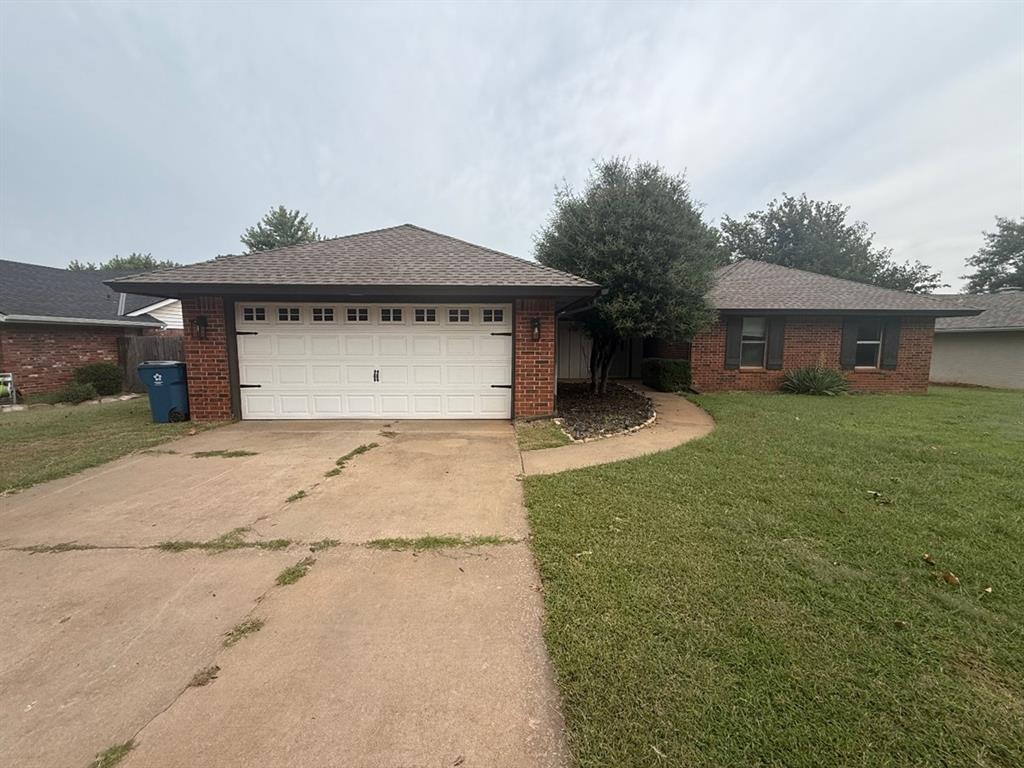 Located in the highly desirable Timber Ridge III community this 4 bedroom 2.5 bathroom is spacious and perfect for family and entertaining. Wood like tile threw out most of the home except 3 of the bedrooms. The living room is spacious and has a fireplace great for Oklahoma winters. The kitchen is equipped with refrigerator, microwave, double ovens, electric cooktop and dishwasher.
Enjoy the back patio and yard big enough for the kid, fur babies and entertaining. Pets allowed