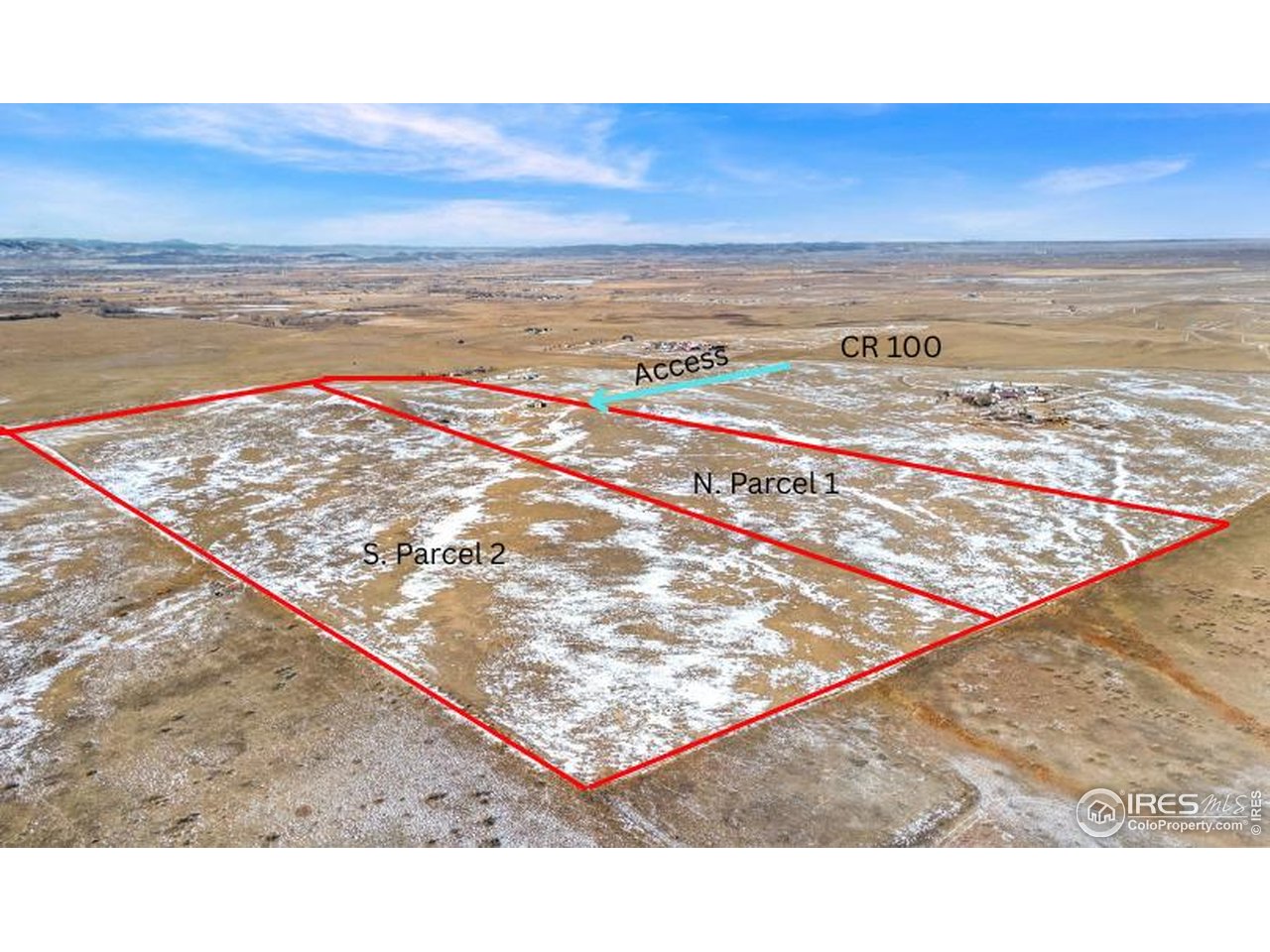 Escape to the privacy of rural living on this unique and exceptional vacant parcel with infrastructure already in place. Tucked just 1/4 mile off of a paved road, the property feels like a world away. No covenants or restrictions. The ideal building site sits atop a gentle hill capturing sweeping mountain, foothills, and prairie views in every direction. The existing full-use domestic well allows for livestock and landscaping. If you are looking for the freedom of no covenants and the privacy that rural life has to offer, you must visit this parcel. Located 1/4 mile off of a paved road just 4 miles east of Wellington, this piece feels like a world away. The ideal building site, complete with well & septic, sits atop a hill with sweeping mountain & foothills views. Well documents show a pumping rate of 10 gpm when first drilled. The existing 1000 gallon septic tank and leach field are permitted for 2 bedrooms and would be ideal for a shop bathroom or expand the leach field to accommodate 3 bedrooms. The existing PVREA line with panel in place runs underground to the building site. 40 Acres qualifies for a Weld County Family Farm Division.