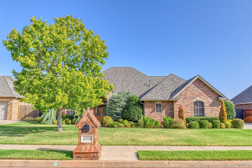 Single-level custom built 1 owner in 2007, offering six true bedrooms and four full bathrooms with a thoughtfully designed floor plan that provides exceptional scale, flexibility,  A curved approach lined with mature landscaping leads to recently replaced French-style double front doors, creating an impressive arrival into a well-composed interior balancing formal and casual living spaces.The home offers dedicated formal living and dining rooms along with separate casual living and dining areas. A private study with refinished wood flooring . Throughout the home, hand-stained wood trim, built-in cabinetry, and custom desks in two secondary bedrooms provide  functionality, and abundant storage. High-end window details, including marble window sills, complement plantation shutters installed throughout the home.The kitchen is designed for both everyday functionality and entertaining, featuring granite countertops, a central island, abundant built-in wood cabinetry, stainless steel appliances, a gas range, and an under-counter microwave with custom trim detail. Upgraded lighting, including under-cabinet lighting, enhances both workspace functionality and ambiance.A standout  feature is full-house hardwired Ethernet connectivity, with connections in each bedroom, the study, and both living areas—ideal for high-performance streaming, gaming, remote work, and reliable connectivity without dependence on wireless congestion.The primary suite features a jetted soaking tub, extensive mirrored vanities, and a large walk-through closet with dual access points designed for convenient independent use. The garage provides additional depth and storage capacity, along with direct access to an eight-person in-ground tornado shelter. A new Class 4 roof Outdoor living is enhanced by a tiled back patio and natural gas service for grilling and entertaining. Mature landscaping provides privacyLocated within walking distance of an award-winning elementary school.