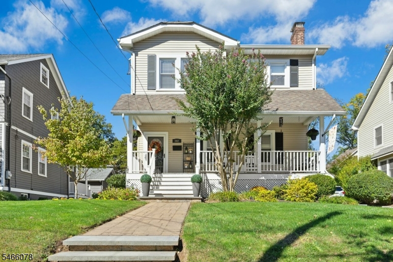 An inviting front porch welcomes you to this updated and bright 3 bedroom, 2 1/2 bath colonial. First floor offers living room w/wood burning fpl, formal dining room, eat-in kitchen and powder room. On the second floor, the private primary suite has 2 closets and a large spa-like full bath w/double sinks. Two addtl large bedrooms and a new hall full bath complete the 2nd fl. Pull down stairs lead to the attic for addt'l storage. The basement is finished with charming play spaces along with separate laundry room and storage. Accessed through the kitchen you will find a beautiful patio for entertaining and a fenced yard. One car det garage, Hardwood fls throughout, C/AC and a top notch location make this the perfect place to call home! Nearby all schools, park, downtown and transportation.