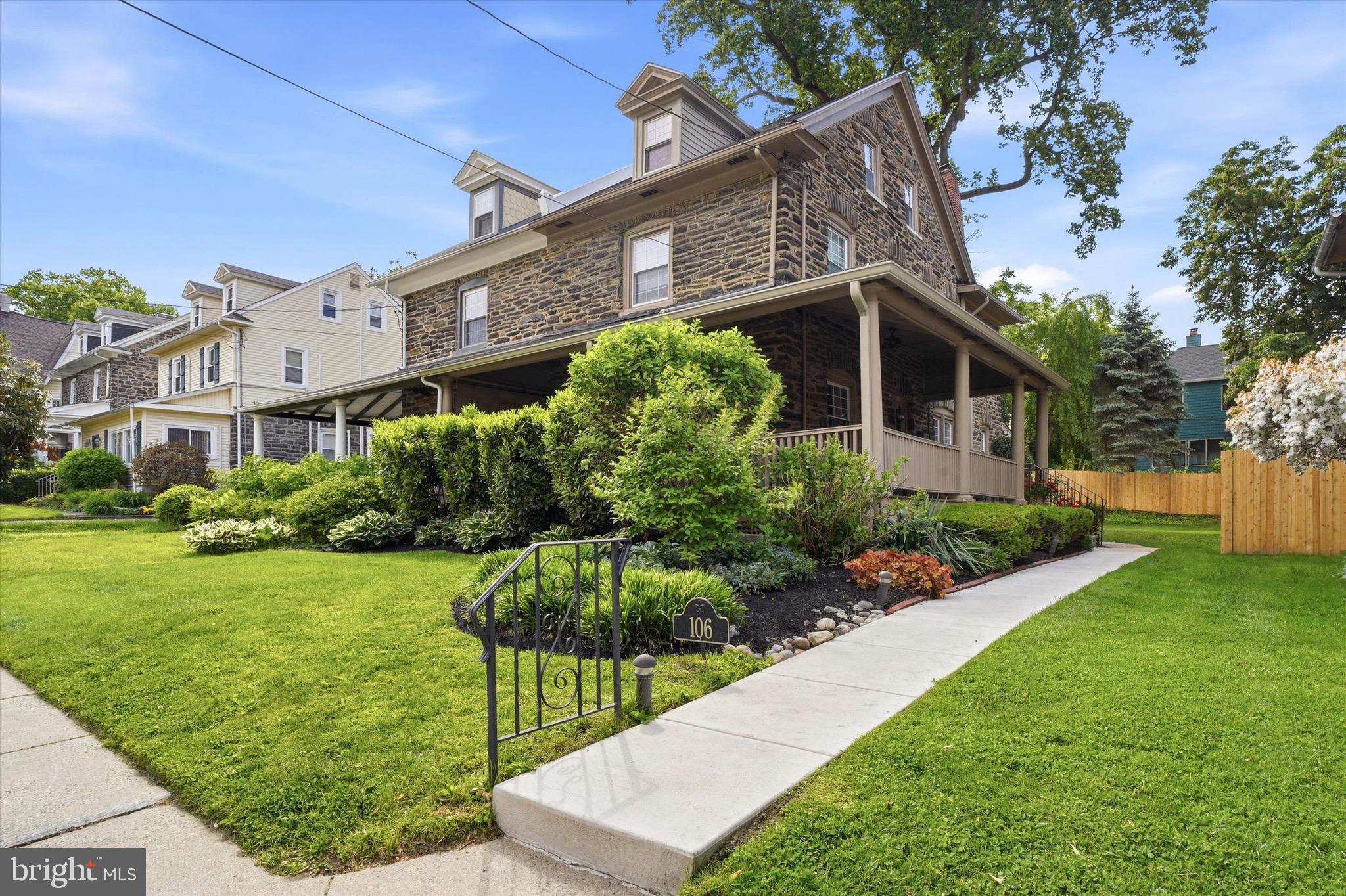 Nestled on a quiet, tree-lined street in the heart of Narberth, this charming three-story stone twin blendstimeless character with thoughtful modern updates. Offering approximately 2,000 square feet of bright,inviting living space, this beautifully maintained home showcases exceptional curb appeal with maturelandscaping, a generous manicured rear yard, and a large wraparound covered front porch—perfect forrelaxing or entertaining.Inside, the home is filled with warmth and natural light, featuring spacious rooms, charming originalwoodwork, elegant crown molding, and a stunning triple window in the dining room that creates a sun-drenched setting for everyday living and special gatherings alike. The updated kitchen and bathroomprovide modern convenience while complementing the home’s classic style. Central Air conditioning and replacement windows are also part of this well loved and cared for home.The first floor offers a functional and flowing layout, complete with a convenient laundry room and powderroom just off the kitchen. Upstairs, the second floor features a spacious primary bedroom with a full wall ofcustom closets, two additional bedrooms, and an updated hall bathroom. The third floor adds two morebedrooms, offering flexibility for guests, home offices, or additional living space.Ideally located just a short walk to Narberth’s beloved shops, restaurants, and train station, this home offersthe best of small-town charm with exceptional convenience. Enjoy easy access to Center City Philadelphiaand Philadelphia International Airport, making commuting and travel effortless.A rare opportunity to own a character-filled home in one of the Main Line’s most sought-after walkablecommunities.1