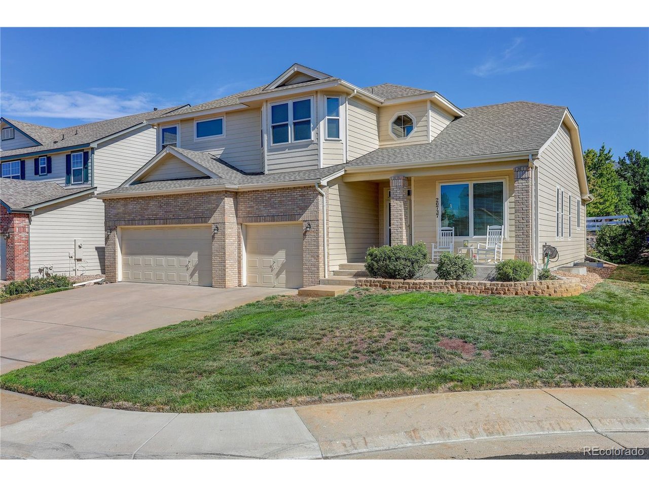 Welcome to this beautifully maintained 3-bedroom, 3-bath home on a quiet cul-de-sac in the highly sought-after Greenfield neighborhood within the award-winning Cherry Creek School District. Offering 2,568 finished square feet plus a huge unfinished basement for future expansion, this home combines comfort, style, and flexibility. Gorgeous hardwood flooring welcomes you into an open floor plan featuring soaring vaulted ceilings and abundant natural light. The convenient main-floor primary suite is complemented by two additional bedrooms and a versatile loft upstairs. The chef-inspired kitchen is the heart of the home with a large center island offering bar seating, stainless steel appliances, overhead cabinet lighting, and an open flow into the spacious family room, making it ideal for entertaining. Step outside to a large round stamped concrete patio overlooking a spacious backyard perfect for outdoor gatherings, play, or relaxing evenings. The oversized south-facing 3-car garage provides ample storage and easier winter snow removal. Enjoy an active Colorado lifestyle with the neighborhood pool, fishing pond, and scenic walking trails just a short stroll away. Conveniently located minutes from Southlands Shopping Center and with quick access to E-470, commuting to Denver International Airport, downtown Denver, the Denver Tech Center, or Colorado Springs is simple and convenient. This exceptional home offers an outstanding combination of location, space, thoughtful design, and everyday livability in one of the area's most desirable communities.