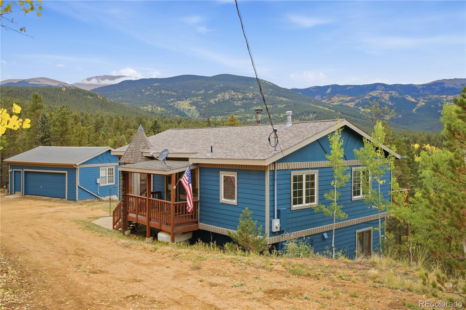 Mountain Living with Incredible 360° Views, a Full 1-Acre Lot & Coveted Level Parking! Multiple Outdoor Living Spaces & Plenty of Room to Spread Out Complete the Setting. New Interior Paint, Brand-New Carpet & Fresh Exterior Paint on the Home, Garage & Sheds Create a Clean, Move-In Ready Feel. The Main Living Area Features Large Windows Framing Mountain Views, a Cozy Wood-Burning Stove & Side Deck Access. The Functional Kitchen Includes a Gas Range/Oven, Vent Hood, Dishwasher, Refrigerator & Pantry. Upstairs Offers Two Comfortable Bedrooms & Full Bath, Including a Spacious Primary with Walk-In Closet & Private Deck with More Mountain Views. The Daylight Walkout Lower Level is Filled with Natural Light & Offers a Family Room with Wet Bar, Additional Private Bedroom, Full Bath, Bonus Room, Office Space, Storage & Laundry/ Utility Room (Washer, Dryer & Chest Freezer Included). Outside, Enjoy a Covered Front Porch, Side Deck, Private Primary Deck, Partial Fencing, Dog Run, & Woodshed. An Oversized Two-Car Garage & Level Parking Around the Home are a Rare Find for Mountain Living. Peaceful Views, Flexible Living Space & Plenty of Room for Guests, Work & Play!