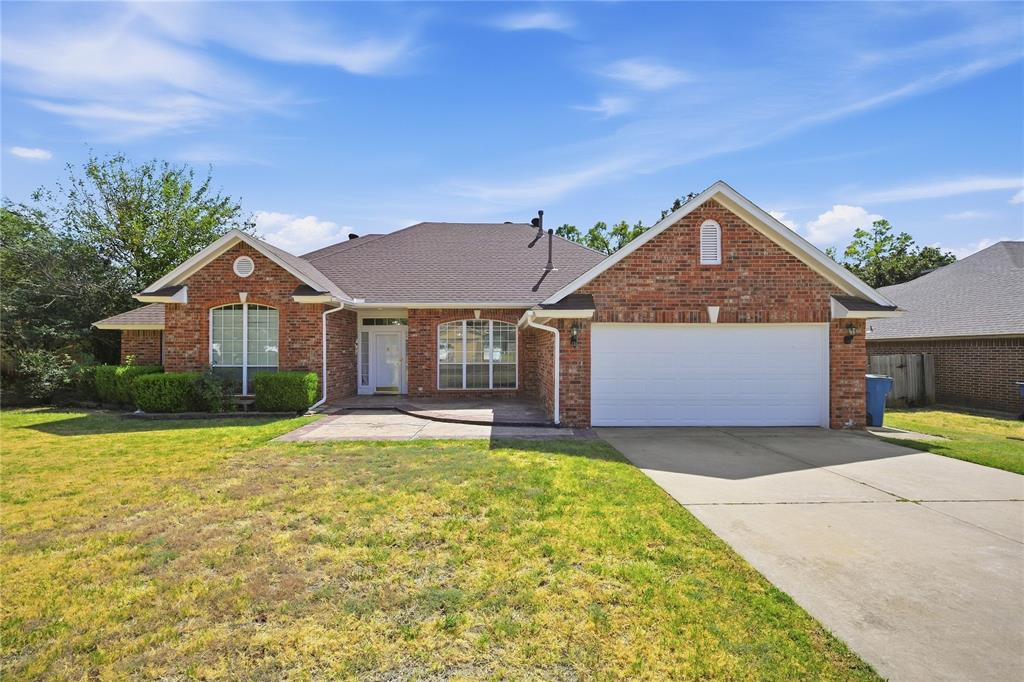 Welcome to this wonderful 4-bedroom, 2-bath home in Pebble Creek! Offering plenty of room to spread out, the home features two living areas and two dining spaces. The spacious family room showcases a gas-log fireplace and flows seamlessly into the kitchen and dinette, creating a comfortable space for everyday living and entertaining. The private primary suite boasts a cathedral ceiling with ceiling fan, large walk-in closet, whirlpool tub, separate shower, and dual vanity. Three additional bedrooms are located on the opposite side of the home, each with a ceiling fan.Recent updates include freshly painted kitchen cabinets, stainless steel appliances, and fresh interior paint throughout. Step outside to a backyard filled with mature shrubs and trees, offering a peaceful, secluded feel with no homes directly behind the property. Residents also enjoy access to the neighborhood HOA swimming pool. Conveniently located near shopping, restaurants, and recreation, Pebble Creek offers comfort, convenience, and a place to call home. Come see it before it's gone!