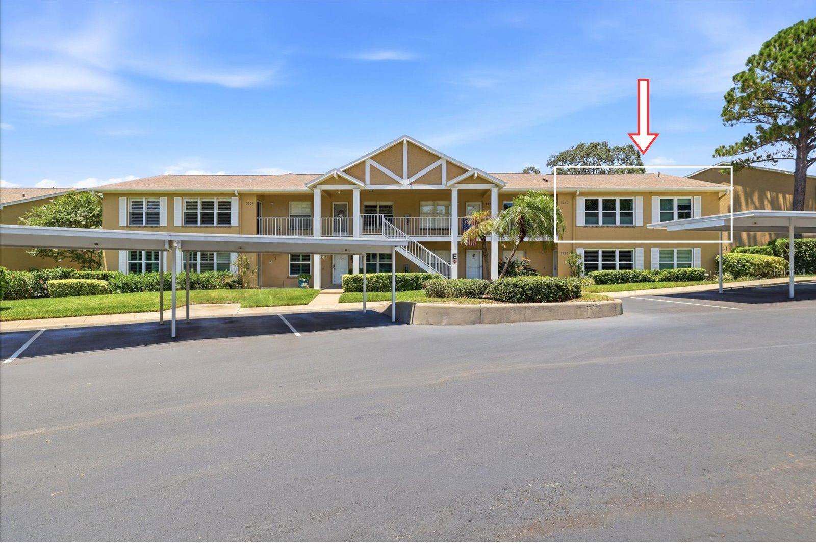 Welcome to your slice of paradise in one of Dunedin’s most desirable golf course communities! Perfectly positioned on the newly renovated Donald Ross scenic Dunedin Golf course and in close proximity to the pristine shores of Honeymoon Island, Caladesi Island, the Dunedin Causeway, and vibrant Downtown Dunedin, this beautifully maintained second-floor condominium offers the ultimate Florida lifestyle.This spacious 2-bedroom, 2-bath residence features approximately 1,010 square feet of comfortable living space with an open floor plan, vaulted ceilings, updated kitchen with shaker style cabinets, stainless steel appliances, indoor washer/dryer combo, ceramic tile and luxury vinyl plank flooring, fresh interior paint, and abundant natural light. The oversized primary suite offers a walk-in closet and private en-suite bathroom, while the screened-in patio provides golf course views and an additional storage closet. Additional updates include 2024 hurricane-impact windows, a 2026 hurricane-impact sliding glass door, 2026 water heater, and 2017 HVAC system.One of the most unique bonus features of this property is the included PRIVATE GOLF CART STORAGE and charging space located in the underground storage area, making it easy to enjoy Dunedin’s popular golf cart-friendly lifestyle. The unit also includes an assigned covered carport parking space and ample guest parking.  Residents can enjoy the beautiful screened private pool with restrooms.The community HOA fee includes cable, internet, water, sewer, trash, exterior maintenance, and more, offering convenient low-maintenance living. Located in a NON-FLOOD ZONE, this property provides additional peace of mind.  Pets allowed and no age restrictions.Beyond the condo itself, the location truly sets this home apart. The world-famous Honeymoon Island State Park and award-winning Caladesi Island are just moments away, offering some of Florida’s most beautiful beaches, kayaking, fishing, boating, and nature trails. The nearby Pinellas Trail provides miles of scenic walking, running, and biking paths connecting residents to Downtown Dunedin, Palm Harbor, Tarpon Springs, and beyond.  This condo is also located minutes away from Hammock Park, the Dunedin Recreation Center and the Dunedin driving range.Enjoy easy access to Downtown Dunedin’s charming Main Street district, known for its vibrant waterfront, locally owned shops, restaurants, breweries, festivals, farmers markets, and year-round community events. Golf enthusiasts will appreciate having the historic Dunedin Golf Club next door, along with the popular Highland House Restaurant featuring indoor and outdoor dining with beautiful golf course views.Whether you’re seeking a year-round residence, seasonal retreat, or investment in one of Tampa Bay’s most sought-after coastal communities, this exceptional golf course condo offers the perfect combination of comfort, convenience, and the unmistakable Dunedin lifestyle.
