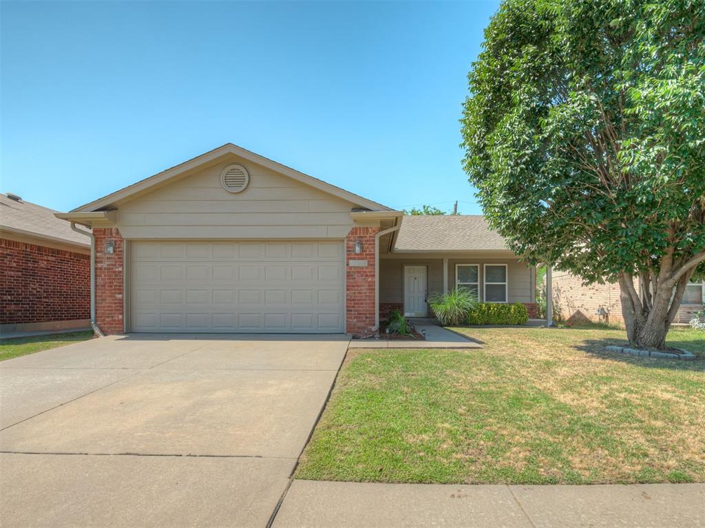 Move-in ready home nestled in Fountain Grass in the Mustang School District! Clean with freshly painted exterior, this charming home offers 3 bedrooms, 2 bathrooms, 2 car garage, and a nice sized concrete patio overlooking a large, fully fenced backyard. Bright and inviting living space inside with many windows for that added natural light! Get to know your neighbors while sitting out on the large, covered front porch! Fountain Grass is located within quick proximity to shopping, dining, and I-40! Neighborhood amenities include a playground, pond with a fishing dock, and walking trails.