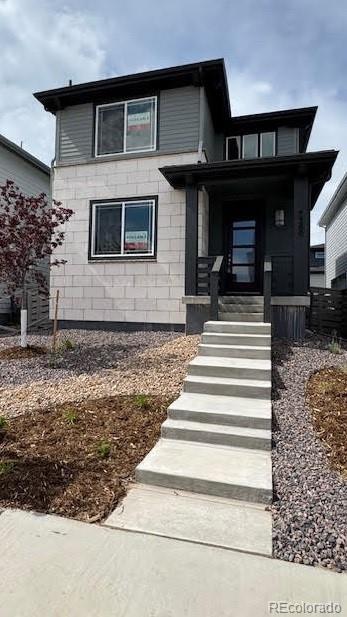 Welcome home! This  3-bedroom, 2 1/2-bathroom, and Pocket Office residence lives larger than you expect with functional spaces for everyone!  It's also the Parade of Homes Winner for Best Design/Best Value!  The 1,642 finished square feet has plenty of room for everyone including a generous kitchen with quartz counter tops, spacious island and an open flow to your Dining and Great Room with an abundance of natural light!   Your unfinished basement will provide a canvas for future creativity and even includes rough in plumbing.   The entire first floor includes LVP and your home will have chrome finishes throughout. And only 2 blocks away from the neighborhood park including Multi Purpose Field, playground, picnic tables and bocce ball courts!

Sterling Ranch is your Rocky Mountain oasis at the base of the foothills.  Don't be married to yard work and enjoy the great outdoors and the expansiveness of amenities that this award winning community provides you! 

HOA information provided is actually for the metro district.