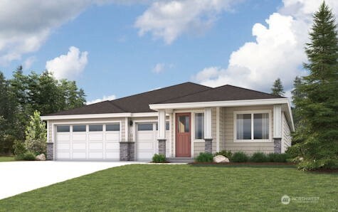 Welcome to the stunning Summit plan! This three-bedroom, 2,393 square foot home offers style and space to spare. A charming covered porch leads back into a vaulted, sunlit great room, boasting access to the covered patio. An impressive open kitchen offers a center island and a walk-in pantry, and a dining area is steps away. The serene primary suite is adjacent, featuring an oversized walk-in closet and a luxurious attached bath with a walk-in shower and a soaking tub. Two secondary bedrooms flank a full bath, adding more room for rest and relaxation. Also features a convenient benched mud room and a 3-bay garage!
