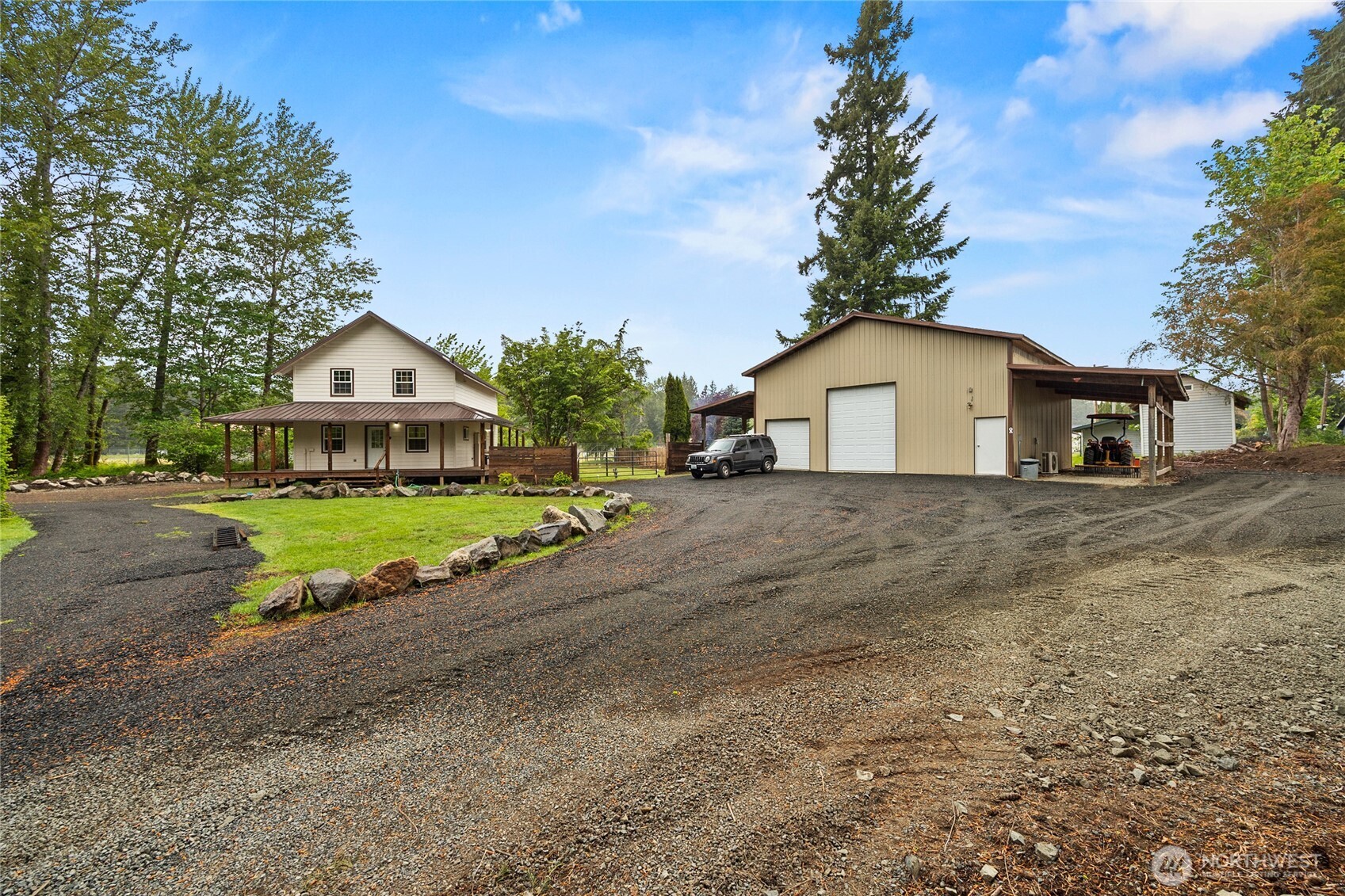 Mountain views, a massive shop, and endless possibilities await at this beautifully refreshed Packwood property! Recently updated with new interior and exterior paint, stylish flooring, updated appliances, and new kitchen counters, this move-in-ready home is the perfect basecamp for adventure, full-time living, or investment potential.    Set on over half an acre, the property features a remarkable 36x36 shop complete with a loft, ¾ bathroom, and 12x36 lean-tos on both sides. With a 3-bedroom septic already in place, the shop offers exciting potential for an ADU, guest quarters, or income-producing rental.    Take in partial views of Mt. Rainier, Butter Peak, and the Tatoosh Range from your own property while enjoying the spacious wraparound porch, large backyard, loop driveway, and abundant parking. Outdoor enthusiasts will love the location—just minutes from Packwood amenities and a short drive to White Pass Ski Area and Mt. Rainier National Park for year-round recreation.    Adjacent to the Packwood Airstrip, this unique property offers front-row access for aviation enthusiasts, with the convenience of walking to your plane while enjoying a surprisingly peaceful indoor environment. Whether you're seeking a mountain getaway, primary residence, or property with exceptional future potential, this one delivers the space, setting, and versatility.