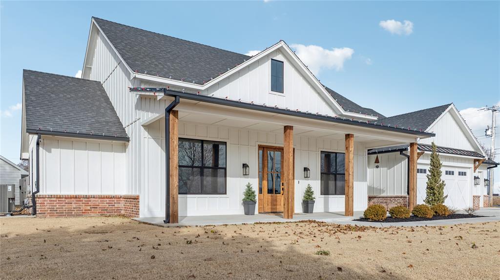 3-bedroom + fully livable 400 sq ft guest house/pool house. Stunning custom-built, one-owner home on a rare 1-acre corner lot in Norman OK! Main home has an office, 2.5-bath, oversized 3-car garage, & Gunite pool. Guest house/pool house has 1 bed, 1 bath, full kitchen, and living area.  Lot still has plenty of room to grow, play, or add a shop. In the Marlatt Addition. No HOA! Built in 2024. 2,160 sq ft. Cable tension slab, 2x6 exterior walls, open-cell spray foam insulation, fully wrapped guttering, tankless hot water heater, & Brio RO water system. Open living concept, gas fireplace, wood-look tile, Bluetooth lighting, and hardwired Ethernet throughout. The kitchen boasts a large island, Frigidaire appliances, farmhouse sink, slide-outs, and a walk-in pantry. Oversized garage for larger vehicles with insulated walls & additional laundry setup. Covered front porch. Covered back patio with outdoor kitchen, fan, TV, and hot tub. Privacy fenced. Fenced turf side yard for pets. Storage shed with 400-amp service. Front yard sprinkler system. Blacktop roads. Utilities include OG&E electric, ONG gas, and City of Norman water & trash. Located in the Norman/Moore School District. Cleveland County.