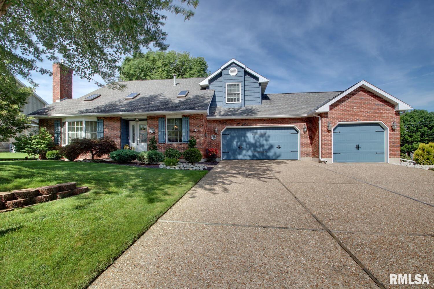 This beautifully maintained one-owner home offers the perfect blend of comfort, space, and outdoor serenity! Featuring 3 bedrooms & 2.5 baths, all bedrooms are located on the second floor with a stunning balcony that overlooks the spacious living room below. The living room showcases a dramatic brick fireplace extending to the ceiling & skylights that bathe the space in natural light.  The kitchen is a standout with granite countertops & patio doors leading directly to the two-tiered deck—perfect for entertaining or quiet morning coffee.The finished basement includes a family room & a dedicated exercise room—ideal for relaxation or recreation. Enjoy peace of mind with a new heat pump-'23, water driven sump pump-'25 & roof approx. 15 years old. Irrigation system for front & side yard. Basement fireplace does not convey.  Step outside to your private backyard oasis complete with a gorgeous in-ground pool, lush landscaping for privacy, a fenced yard, 2 sheds w/electric and has the perfect spot for a hot tub. (pool heater & liner approx 5 years old, cover-'24) Situated on a desirable corner lot, this home also features an oversized 3-car attached garage—perfect for vehicles, storage, or your next workshop setup. This immaculate property checks all the boxes for style, functionality & year-round enjoyment!  Closing to be after 9/10/25. Seller to review all offers 8/4/25, 2pm.  Offers to listing agent by 10am 8/4/25.