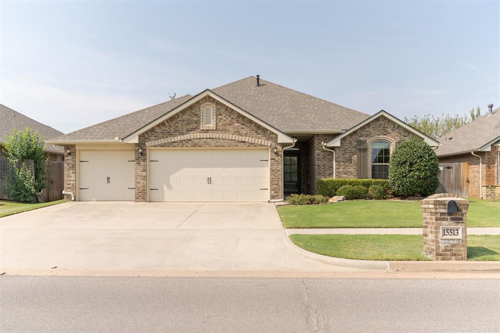 Exceptional quality and immaculately maintained- this 4 bedroom/2 bathroom home nestled in Robin Ridge feels like new and features impactful upgrades that will provide peace of mind for years to come. A convenient south Edmond location provides easy access to the turnpike & hot spots around the city within minutes. The exterior is just delightful - featuring beautifully manicured lawn & flowerbeds plus new garage doors that give a classy appearance. The entrance is impressive, showcasing tall, barreled ceilings, leading to the living area with vaulted ceiling and cozy fireplace flanked by large windows, offering views of a tranquil backyard setting. A split floor plan positions 3 bedrooms & a full bath at the north end of the home and primary suite on the south end. Traditional and warm, the kitchen boasts an island with bar top seating, pantry, stainless appliances & gas range. Spacious and private, the primary suite features a double vanity, separate soaking tub & shower, & a wonderful walk-in closet. The three secondary bedrooms enjoy access to the full hallway bathroom & large linen storage. Additional highlights are plentiful - including new Class IV roof & gutters installed in 2024, new HVAC system in 2025, whole house water filtration system + water softener, in-ground storm shelter in garage, sprinkler system & spray foam insulation. The backyard is enchanting- your own oasis. With a large covered patio, beautiful trees, landscaping and garden beds- it's peaceful and serene. Cedar fencing updated in 2024. Robin Ridge neighborhood amenities include swimming pool, basketball court, playground & club house, walking trails & ponds. This home is absolutely spectacular & top tier - with energy efficiency to boot!