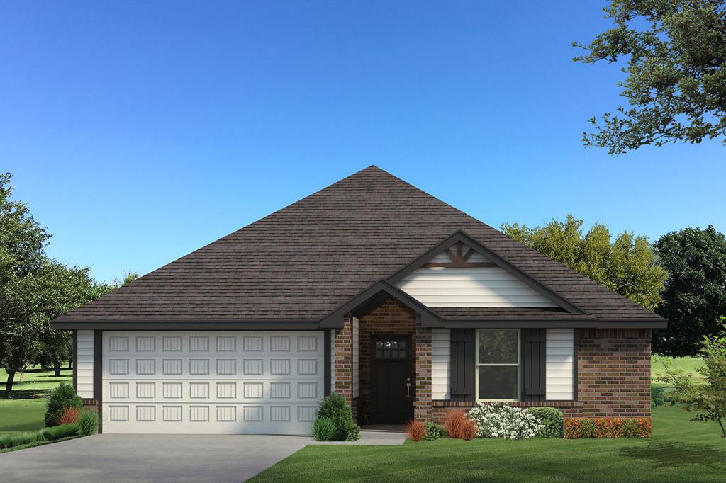 This John floor plan includes 1,310 Sqft of total living space, which includes 1,200 Sqft of indoor living space and 110 Sqft of outdoor living space. There is also a 385 Sqft, two car garage with a storm shelter installed. This new home offers 3 beds, 2 baths, 2 covered patios, and a utility room! The living room includes high ceilings, exquisite wood-look tile, a ceiling fan, the perfect sized windows, and Cat6 wiring. The kitchen spotlights custom-built cabinets with decorative hardware, stainless-steel appliances, decorative tile backsplash, elegant countertops, and wood-look tile. The primary suite features 2 windows, a ceiling fan, our cozy carpet finish, and a sizeable walk-in closet. Attached is the upgraded primary bath, which holds a dual sink vanity complimented by a 3 CM quartz countertop, satin nickel features, and a tub/shower combo. Outdoor living includes fully sodded yards, a smart home irrigation system, and 30-yr weather wood shingles. Other amenities include a water-saving tankless water heater, a fresh air intake system, R-15 & R-38 insulation, and so much more!