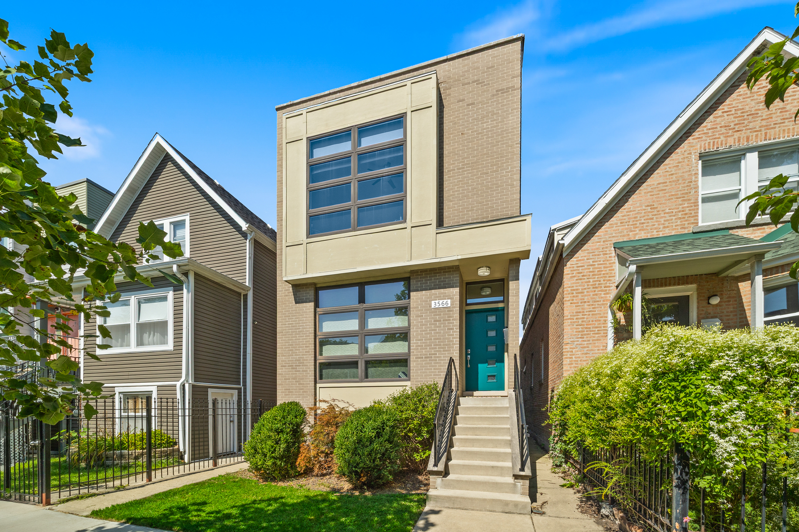 Love Logan Square? This stylish contemporary house is sure to please. Built in 2015, this 4 bedroom 3 1/2 bath house features high ceilings and a smart floor plan.  You will love the well-appointed kitchen with huge island, clean modern finishes, flat panel cabinets and quartz countertops. The living room in front and family room in back make for easy living and entertaining space. Upstairs, the large primary suite features a marble spa bath with a free-standing tub, double sinks and a separate shower + generous closet space. There is laundry on this level, and 2 additional bedrooms that share a 2nd full bath. The basement level has tall ceilings and a large family room with wet bar, an additional bedroom with full bath, and nice storage space.  Outside, you'll enjoy a fenced back yard with rear deck and 2 car garage. All this with the 606 and wonderful eateries of Logan square nearby. Get ready to ease into Fall and enjoy the creative energy and urban vibe of this great Chicago neighborhood!