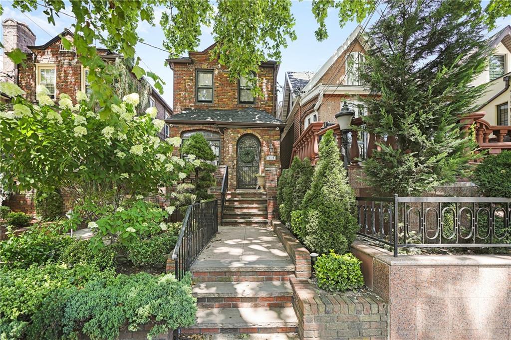Prime Bay Ridge Location!Nestled on one of Bay Ridge’s most picturesque tree-lined blocks, this charming, detached brick home offers timeless character, generous living space, and exceptional versatility. A two-family residence, it is currently configured and enjoyed as a spacious one-family home.The inviting first floor features a welcoming sunroom, elegant living room, formal dining room, an oversized eat-in kitchen, and a convenient powder room. Sliding doors from the kitchen lead to an elevated terrace overlooking the backyard—perfect for outdoor dining, entertaining, or simply relaxing.The second floor offers three spacious bedrooms, including an extra-large primary bedroom with an additional sitting area or flex space, ideal for a home office, nursery, or dressing area. A beautifully renovated full bathroom features both a separate shower and soaking tub.The home also includes a shared driveway, a detached two-car garage, and a spacious finished basement complete with a full bathroom and laundry area. The basement offering incredible flexibility for extended space, home office.Located in the heart of Bay Ridge, this exceptional detached home combines classic charm, spacious living, and an unbeatable location close to shopping, restaurants, parks, schools, and public transportation.A rare opportunity to own a truly special home in one of Brooklyn’s most sought-after neighborhoods.