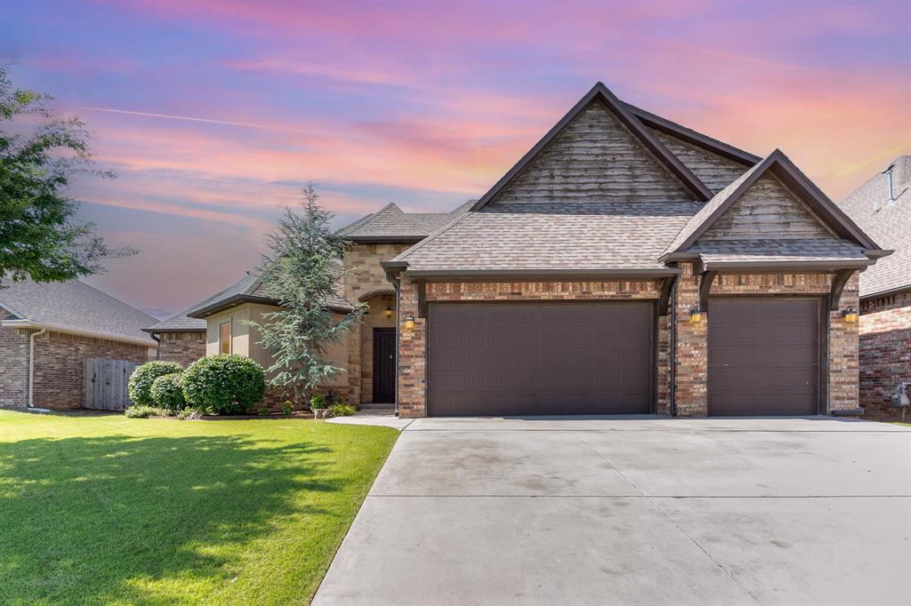 A Norman home located just outside the hustle of a college and tech yet capable of quick commutes to the University campus, major shopping and eateries, museums, Lake Thunderbird and the National Weather Center! You are welcomed with the first steps with a study or true 4th bedroom, open concept, dominate gas fireplace, and multiple layout options! Study or 4th bed includes a walk-in closet and a wooden accent wall! Living and kitchen areas are blessed with an abundance of natural light! Kitchen includes updated appliances, gas cooktop, ample cabinet to countertop spaces, unique spice storage, walk-in pantry with auto-light, and primarily stainless upgraded appliances for any cooking needs! Just off the kitchen is a dining area suited to handle large gatherings and plenty of visual talking points for all who are blessed with your presence! On the way to your primary suite, you have two wall enclaves to highlight your growth and accomplishments! Primary features a beautiful barreled vault ceiling, patio access for your hot tub, multiple layouts for reading area or a home office! En suite with dual vanities, framed mirror, brushed nickel fixtures, soaking tub, and a gorgeous walk-around shower! Primary closet is oversized and offers a built-in dresser, ample racks and direct access to an oversized laundry room! Guest bedrooms are split plan and include ceiling fans, while guest bath also has double vanities and a great shower-tub combo! Upstairs to your 5th bedroom, bonus room, and/or party room! Whomever resides or entertains upstairs gets an exclusive mini-split system, a sizeable walk-in closet and full bathroom! Generous patio space with an amazing built-in grill and plenty of space to entertain or solve all the world’s problems in quiet reflection! Spacious backyard is ready for you to make it your own! This home is complete with a true 3-car garage. Take the video and 3d tours! Then call for a private viewing to make this home YOURS!