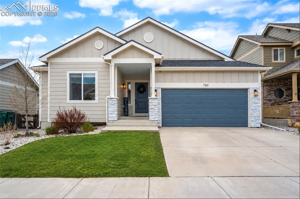 Beautiful ranch-style home with mountain views! 5 bedrooms, 3 bathrooms, and over 3,000 finished square feet. The main level offers an open layout with vaulted ceilings, abundant natural light, LVP flooring, and a cozy fireplace in the living room. The kitchen features granite countertops, stainless steel appliances, a large island, pantry space, and easy flow into the dining and living areas. The main-level primary suite includes a spacious 5-piece bath, and walk-in closet. Two additional bedrooms and laundry are also located on the main level. The finished basement provides a large rec room, two additional bedrooms, a full bath, and flexible space for a home gym, office, playroom, or guest area. Enjoy Colorado outdoor living from the elevated deck with mountain views, plus a walk-out basement to the backyard with a covered patio area. Convenient Monument location near I-25, shopping, restaurants, parks, and Lewis-Palmer schools. Come take a look and be sure to take the 3D Tour!