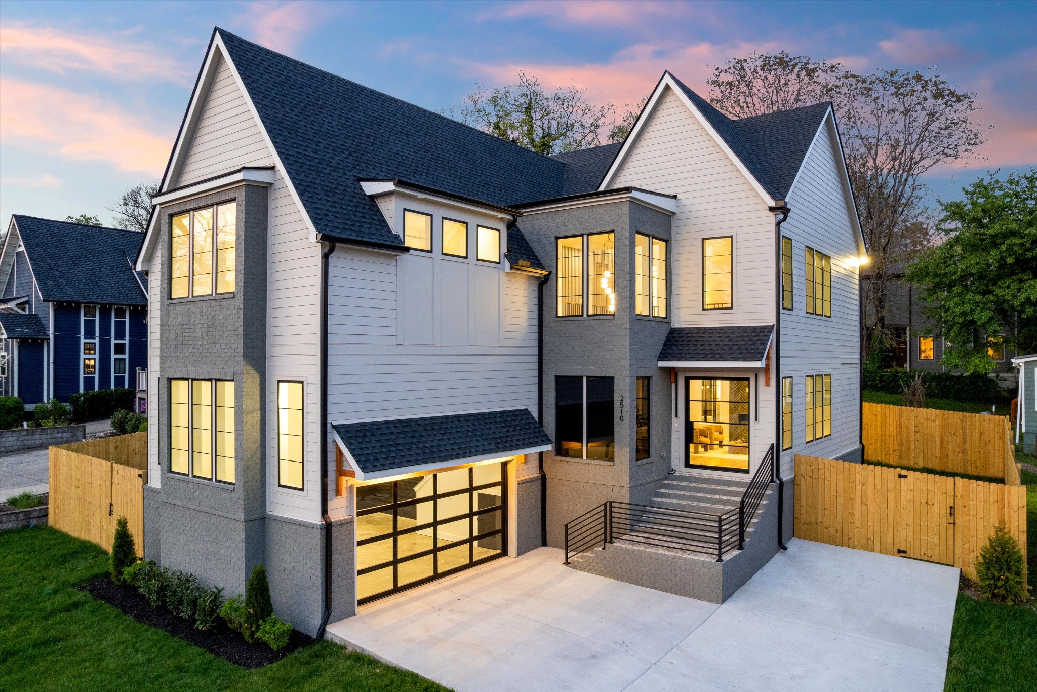 Stunning new construction in 12S, courtesy of Stonegate Development. Featuring 5 bedrooms - 5 full baths and one 1/2 bath. Primary bedroom on main floor, as well as a secondary primary, bonus room, two secondary en-suites and office nook on the second floor. Upscale finishes throughout such as, inset white oak custom cabinetry, panel ready appliances, an Iron 8ft entry pivot door, designer lighting and tile finishes. Laundry rooms available on both levels. The exterior finishes out with a fully sodded front and back yard, fully irrigated and fenced in! Walking distance to everything people love in 12 South - Sevier Park, coffee shops, restaurants, & boutiques. A ton of features for an unbeatable value under $2M in 12 South!