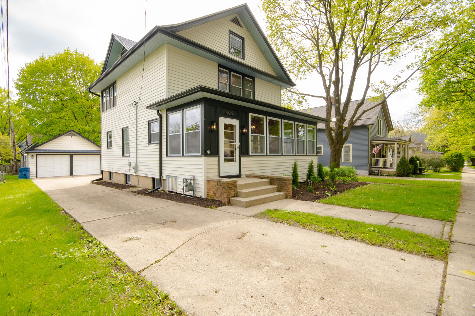 Waiting for historic charm with modern upgrades? This beautifully updated early-1900s farmhouse at 409 S. 3rd Street offers the perfect blend of character and convenience in the heart of West Dundee.    Original woodwork, built-ins, and hardwood floors showcase timeless craftsmanship, while the fully renovated kitchen features 42-inch cabinets, quartz countertops with waterfall edges and full backsplash, stainless steel appliances, an undermount sink, and a sleek one-piece faucet. A butler pantry adds valuable storage and function.    The home now offers three fully updated bathrooms with high-end stonework, thick frameless glass doors, and modern fixtures. Upstairs includes three bedrooms, including a primary suite with its own bath, plus a walk-up attic ready for future expansion. The finished basement provides flexible space for a family room, guest suite, or additional bedroom.    Major improvements include all new copper plumbing & drains, updated electrical, and new water service for peace of mind. Located in a desirable in-town setting near parks, schools, the Fox River, and the vibrant downtown district with shops and dining.