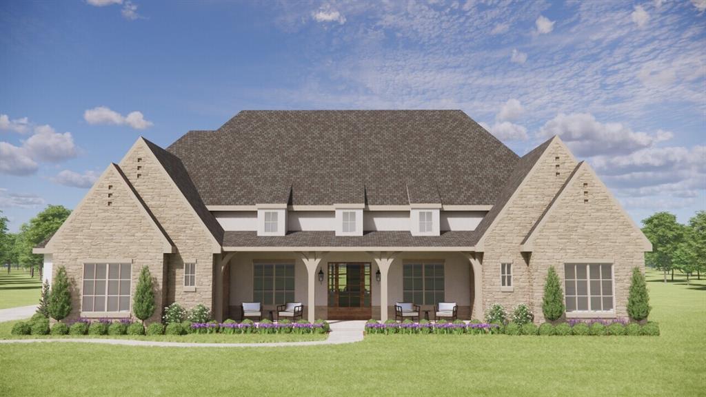 Welcome to Fallbrook luxury living. This home is perfectly positioned on a 3/4 acre lot (MOL) overlooking the community pond and greenbelt. This single level floor plan offers a sprawling  3,674 sq. ft. of refined living space. (Estimated completion date is January-February.) Featuring 4 bedrooms, 4.1 baths, plus study and media room-ideal for daily living and entertaining. The study is highlighted by soaring 16 ft. ceilings and expansive windows that capture views of the pond and greenbelt. The main living area and kitchen offer impressive 12 ft. ceilings, enhancing the open design . The heart of this home is the kitchen, equipped with a 36" range top, an expansive island with storage both front and back, a generous walk in pantry, and a standout feature includes two built in appliance garages.  The primary suite offers a spa like bath with a spacious walk-in shower, freestanding tub, and double vanities. The expansive primary closet features generous space and built-ins.  Guest bedrooms are thoughtfully designed with one en-suite and Jack and Jill beds, all with generous closet space. Special amenities enhance the everyday living experience, including a huge laundry with a window and sink, 3 car garage with a private back entrance leading into the oversize mudroom. TREX fencing, garage door openers, full guttering & full irrigation are just a few of the custom finishes. Enjoy the best amenities Fallbrook offers - clubhouse w/service kitchen & spacious entertaining area that adjoins the pool and lounge area. Enjoy scenic walks as they wrap around lovely greenbelts and ponds. Sport courts include basketball and a manicured volleyball court. Newer children's playground has been completed.