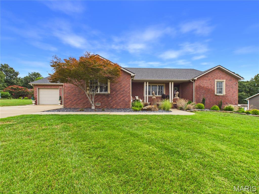 Tucked away in this quiet subdivision, is this spacious 4 bedroom home that checks all the boxes ! Vaulted ceilings and an open floor plan thoughtfully designed with living/ Kitchen/Dining, all stainless steel appliances , granite countertops . Master bedroom has gas log fireplace and walk-in shower , two walk-in closets. The two bedrooms and a full bath on opposite side of the home with a large laundry and 1/2 bath as you walk in from the 4 car garage with unlimited cabinets. Leading from the kitchen area you will find a Sunroom with more cabinetry and it leads out to a backyard paradise . Outdoor kitchen and eating area, saltwater pool, and a sitting area with T.V and fireplace for those weekend gatherings Fully finished basement with Theater /Game room and a full bathroom and 4th bedroom ! Home comes with a security system , in- House Generator , New Heat/Air in 2025 also New roof in 2025! A Must See to appreciate !