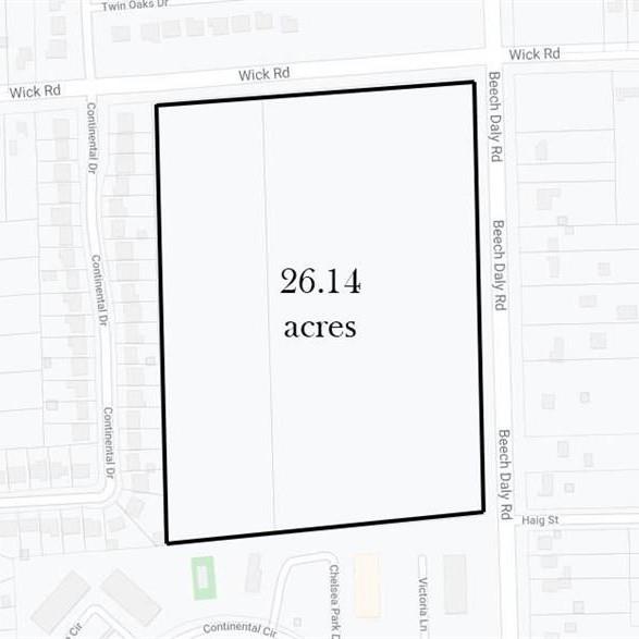 26.14 Acres, Prime location at Beech Daly and Wick Roads, come build a condominium complex, or apartments, Residential single family homes, possible corner retail or office. The possibilities are almost endless with this great land opportunity in the heart of Taylor. Surrounding newer home neighborhoods, close to shopping, airport, freeways. Flexible selling options. Property includes two tax IDs #120-045-99-0001-000 and #120-045-99-0002-000.