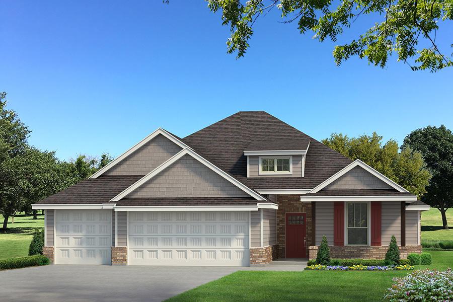 This Sage floor plan features 2,105 Sq Ft of total living space, which includes 1,850 Sq Ft of indoor living space and 255 Sq Ft of outdoor living space. This outstanding home offers 4 bedrooms, 2 full baths, 2 covered patios, a utility room, and a 3-car garage with a storm shelter installed. Because safety isn’t an option, Homes by Taber includes a roomy storm shelter in every home. The beautiful living room presents a beautiful cathedral ceiling with a ceiling fan, large windows, wood-look tile, a center stacked stone to the ceiling surround gas fireplace, rocker switches throughout, and Cat6 wiring. The kitchen supports stainless steel appliances, 3 CM countertops, stunning pendant lighting, a corner pantry, custom-built cabinets to the ceiling with glass and lights in the uppers, cabinet hardware throughout, more wood-look tile, and a center island equipped with a trash can pullout, a dishwasher, and a sink. The primary suite welcomes a sloped ceiling detail, windows, a ceiling fan, and our cozy carpet finish. Prime bath has a dual sink vanity, a free-standing tub, a walk-in shower, a private toilet, and a HUGE walk-in closet. Outdoor living welcomes a wood-burning fireplace, a gas line, and a TV hookup for your flat screen. Other amenities include our healthy home technology, a tankless water heater, a fresh air ventilation system, R-44 insulation, and so much more!