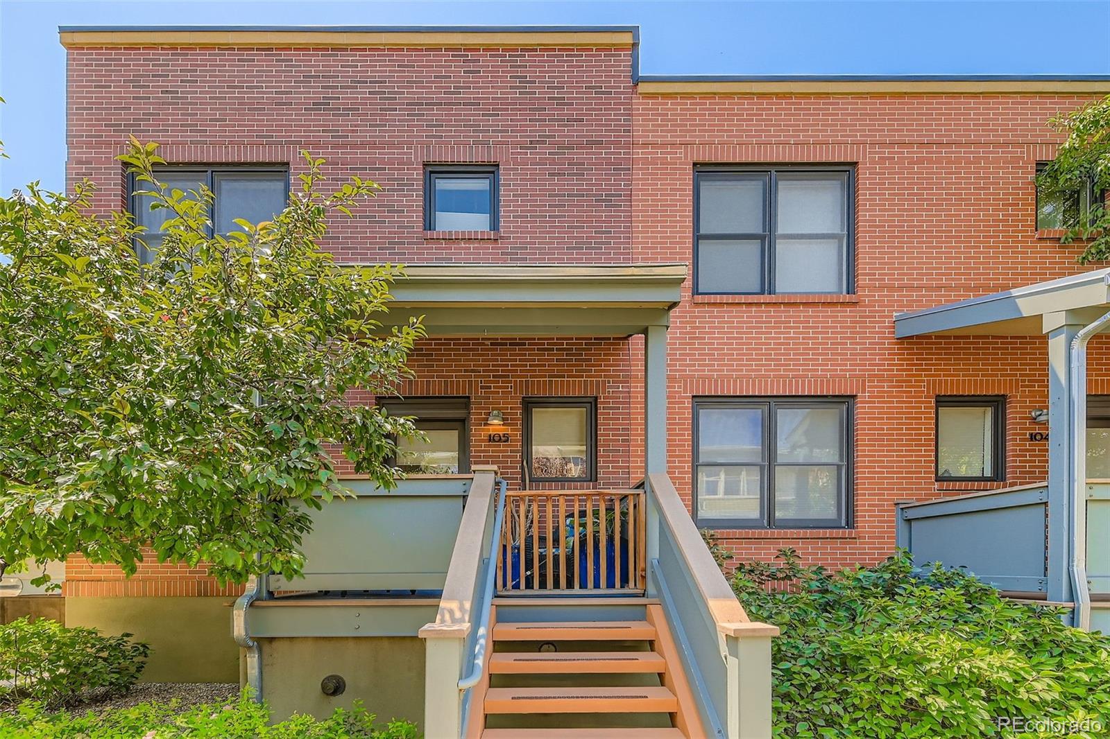 Priced to sell - Quick Possession. Seller needs to relocate. Priced far below purchase price!!! Great investment opportunity.  Location - Location - Location! Steel Yards! Walking distance from downtown Boulder! This rare brick, perfectly maintained, solidly constructed END unit feels like a rowhome - no one above or below, located on one of the most beautiful, peaceful streets in Boulder, mature trees lining the street, community park, and features 1 large upper bedroom, 1 bathroom, a living room twice the size as most properties on the market, dining, kitchen, two large closets with built in closet systems, and an underground exclusive use reserved parking space. You don't need to live in a sterile concrete box, or a place built last century, to live in the center of Boulder.Upgrades include new carpeting upstairs (2025), new sink, new bath and kitchen fixtures; new Whirlpool large capacity washer and dryer in separate laundry room with storage; Arhaus light fixture in the living room. Solar inverter is included - buyer to assume responsibility for transferring the solar into their name post closing, an easy phone call.Fire sprinkler system heads located throughout the unit. So be in the center of everything in this urban two-story brownstone condo in the Steel Yards.RTD just restored service to the Boulder Junction Depot Square Station, including reinstating the FF4 route (Boulder Junction Depot Square Station/Civic Center) and relocating the AB2 route (Boulder/Denver Airport) from the Downtown Boulder Station. You're a block away from getting to Denver and Airport!