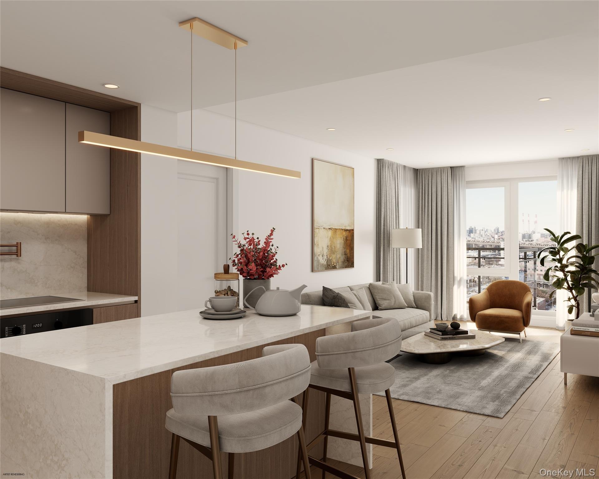 SKYLINE 8 CONDOMINIUM is a newly constructed 113-residence luxury condominium in the heart of Long Island City. Designed with contemporary architecture and Feng Shui principles in mind, the building combines sophisticated design, premium finishes, and an exceptional collection of lifestyle, wellness, and recreational amenities. Ideally situated just minutes from Midtown Manhattan, Skyline 8 offers convenient access to multiple subway lines, waterfront parks, restaurants, shopping, and cultural destinations.Unit 607:Residence 607 is a northeast-facing three-bedroom, two-bathroom corner home featuring a 120.8-square-foot private balcony with direct access from both the living area and a secondary bedroom. The open kitchen flows into the spacious living area, while the thoughtful layout separates the primary suite from the additional bedrooms for added privacy. The primary suite features a walk-in closet and an en-suite bathroom with a double vanity, soaking tub, and walk-in shower. Multiple closets throughout provide generous storage.RESIDENCE FEATURESEvery residence has been thoughtfully designed to maximize natural light while offering refined finishes, premium materials, and modern conveniences.LIVING SPACES• Sun-filled living rooms with oversized windows• Red oak engineered wood flooring throughout• Accent lighting throughout• Private outdoor space in every residence• Skyline viewsKITCHENS• Custom-designed kitchens by Fulgini• Calacatta Abezzo countertops and full-height backsplash• Under-cabinet lighting• Bosch washer and dryer• Miele appliance package*• Smeg range hoods**• XO wine coolers***BEDROOMS• Light-filled bedrooms with oversized windows• Refined contemporary finishesBATHROOMS• Automatic smart toilets• Optional iOS and Android application control for smart toilet functions• Radiant heated floors• LED recessed shelving• Custom vanities with integrated storage*Some residences feature Blomberg dishwashers.**Townhouse residences feature Miele range hoods.***Available in select residences.BUILDING AMENITIES• 24-Hour Doorman• Lobby with Waiting Area• Package Room• Resident Storage Room• Cold Storage for Grocery Deliveries• Bicycle Storage• Parking Garage with EV Charging at Every Parking Space• Resident Game Lounge• Resident Lounge with Dining Area & Wet Bar• Indoor Movie Theater• Pet Spa• Spa Suite featuring:- Dry Sauna- Steam Room- Cold Plunge- Steam Showers• State-of-the-Art Fitness Center:- On-Site Personal Trainer- Group Fitness Classes- Dedicated Spinning Studio- Yoga Room• Indoor Children's Playroom• Landscaped Rooftop Terrace with Manhattan Skyline Views- Outdoor Grill- Outdoor Dining Areas- Outdoor Lounge AreasOffering a seamless blend of contemporary architecture, thoughtfully designed residences, premium finishes, and an extensive amenity collection, Skyline 8 delivers a modern condominium lifestyle in one of New York City's most dynamic neighborhoods.All measurements are approximate. Images are renderings or virtually staged and are for illustrative purposes only. Photographs represent various residence layouts. The complete offering terms are contained in an Offering Plan available from Sponsor. File No. CD25-0389.