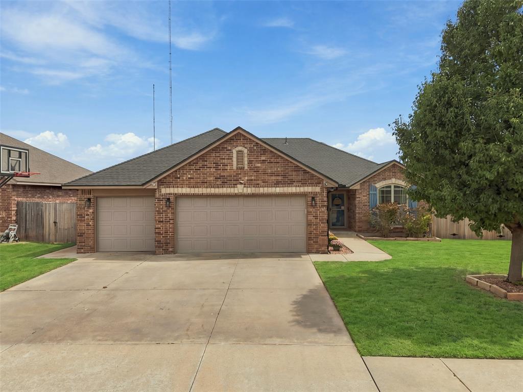 CLOSE TO TINKER AIR FORCE BASE - This beautiful East Moore home is THE perfect location!  3 BEDROOMS + STUDY, HUGE LIVING AREA, DINING AND KITCHEN + 8 PERSON STORM SHELTER for peace of mind with our Oklahoma weather!  GUARD HOME WARRANTY Included - There are plenty of amazing updates throughout this home, A new roof w/architectural impact resistant shingles, new wood-look ceramic tile and new carpet throughout the home, updated bathrooms including showers. This Kitchen features granite countertops, breakfast bar, pantry, stainless kitchen appliances and a brand new gas stove. The Master bedroom w/double vanities, and huge walk in closet, separate shower and jacuzzi tub to relax at the end of your day.  The spacious bedrooms and office are a huge plus in this beautiful home. It has all of the closets and storage space you’ll need, with the modern amenities everyone wants. LED bulbs throughout the home, wifi thermostat and so much more! Enjoy backyard living and entertaining on the extended stained floating deck and patio. The custom built shed offers a perfect solution for your outdoor equipment storage. AND IT DOESN’T STOP THERE…A NEW FENCE AND NEW INSULATED GARAGE DOORS HAVE ALSO BEEN INSTALLED! Don't miss out on this home with all of the quality upgrades that have been added. Not to mention...this neighborhood comes together for 4th of July "celebrations" that are absolutely spectacular! IT WON”T LAST LONG!! Call for your appointment today.  Near I-35 and I-240, commute to TAFB, Boeing or Downtown OKC in approx. 15 minutes or less!!!
