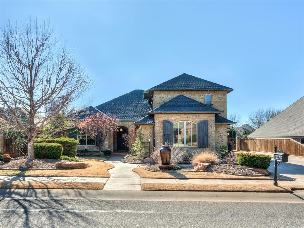 Beautiful home in the sought out Canyon Lakes! Gorgeous landscaping is so welcoming, a must see! Once in the home you will find beautiful herringbone and in-lay wood floors, Large windows all along the back of the home offer natural lighting that's so inviting.  Kitchen has been remodeled with quartz countertops and backsplash, great for the chef! New carpet in all the downstairs bedrooms and a new roof in 2025!  Outside is its own paradise with an outdoor fireplace and grill on a large patio, perfect for those gatherings with friends.  Also, the home has the Lutron Lighting System for Smart Home Operation.  All three bedrooms are down with a recently renovated jack and jill bathroom for the secondary bedrooms.  Primary bath has recent updates too! Newer tank less hotwater and HVAC units. Upstairs has so many options! Brand new full bathroom added in 2025 with a full closet.  This could be another bedroom, a game room, or an en-law suite.  Also upstairs is a study with custom designed desk with storage all done by California Closets.  Oversized 3-car garage with in-ground storm shelter, built in safe and room for a workbench.  Canyon Lakes offers lakes for fishing, a walking path around the lake and a community pool.  This gated community is a must see and a place you will want to call home! You will never want to leave!