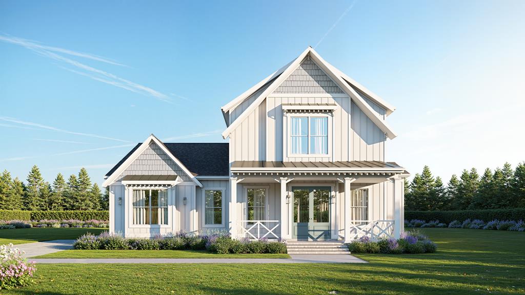 The Salt Meadow from Bay Creek Homes, expertly constructed by Virginia Builders, is a masterpiece of coastal farmhouse architecture. This stunning floor plan makes a grand first impression with its crisp board-and-batten siding, shake accents, and a welcoming front porch. The main level is designed for effortless connection, anchored by a gourmet kitchen with a large central island that flows seamlessly into a bright dining area and a spacious family room. Tucked away for ultimate privacy, the main-level owner's suite features a serene sanctuary with a massive walk-in closet and a spa-like bath. A convenient mudroom and laundry transition round out the first floor. Upstairs, a massive loft leads to two additional well-appointed bedrooms and a full bath, providing unparalleled space for family and guests. Coastal luxury meets functional design in The Salt Meadow!  *Home Under Construction - all images, including furniture, are computer renderings and for illustration purposes only.*