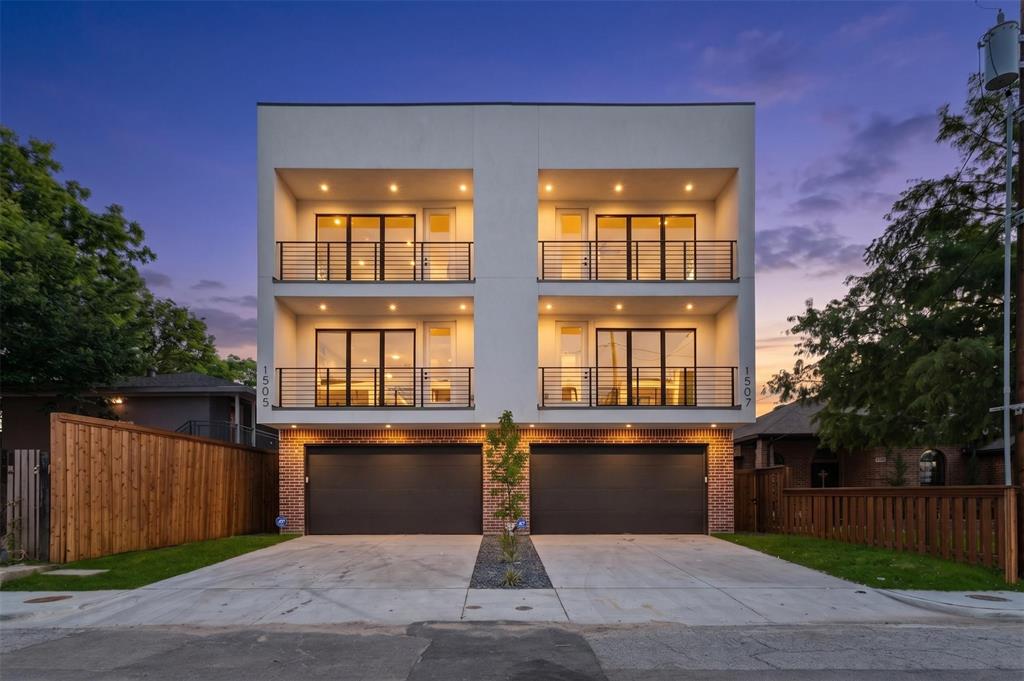 New construction townhome in Old East Dallas, 75204. This modern four-story home offers quick access to Downtown, Uptown, Deep Ellum, and Henderson Avenue. Enjoy 2,809 square feet across four light-filled levels with 3 bedrooms plus a study, floor-to-ceiling windows, and an open-concept layout. The designer kitchen features a waterfall quartz island, stainless steel appliances, and custom wood-slat millwork. The third-floor primary suite includes a spa-inspired bath, oversized walk-in closet, and private balcony, with wide-plank white oak floors throughout. A private rooftop deck delivers downtown skyline views, rare at this price point. A covered patio, fenced backyard, and attached two-car garage complete this lock-and-leave home. Move-in ready new construction in one of Dallas' most walkable neighborhoods.