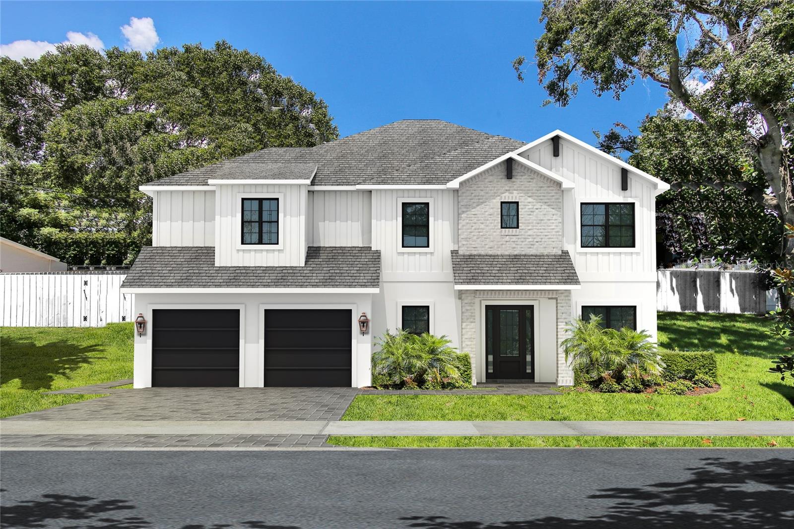 Under Construction. READY August 2025!!! BRAND NEW TB Home's Traditional Farmhouse Style in Virginia Park on HUGE 100x100 Lot! Over 18' building elevation!  Salt- Water Heated Pool, Outdoor Kitchen & Beautifully Landscaped for ultimate Privacy. The nearly 1/4 Acre Lot allows for a 26' side yard on West side & 23' side yard on East side.  2 Story Block, Impact Rated Windows/Doors & Sprayfoam Insulation! Stunning interior package; Wide Plank White Oak Flooring throughout, Coffered ceilings in Great Room, Level 4 Smooth Drywall Finish, Solid Core Interior doors, Surround & Sound Pre-wires, Restoration Hardware Lighting throughout, Designer Tiles, Stained wood exterior Ceilings + Many more Unique Appointments. 1st floor holds a large open concept Kitchen w/Custom Shaker Cabinets stacked to ceiling (Under-Cabinet Lighting), Cabinets are a mix of White & Natural Stained Wood, Pot filler, Sub-Zero/Wolf Appliance Package, Farm Sink, Quartz to mimic Marble w/light & bright Breakfast Nook. Formal Dining Room is accessed through Butler's Pantry (Stained Wood Cabinetry & Wine Fridge + Chef's Pantry) complimented w/a stunning Restoration Hardware Chandelier. Study w/ glass French doors off of Foyer, Practical Mud-station, Powder Bathroom PLUS 1st floor Guest Suite w/Full Bathroom. Upper floor holds large Primary Suite w/Custom Built-out Closet. 2 good sized Bedrooms share a Jack N Jill style Bathroom, En-Suite Bedroom w/private bathroom. A large well laid out Laundry Room (lowers/uppers/sink) and a 20x20 Media/Game-Room w/kitchenette (microwave + fridge + cabinets + sink) & it's own powder bathroom. Oversized 2 car garage (31' depth on one side & 23' depth on the other side). Gorgeous 5 bedrooms (including 1st floor guest suite), Study w/glass French doors, Dining Room & Media Room make this home functionally perfect! Mabry, Coleman & Plant school district! Great South Tampa location! Renderings and Photos are for inspiration only and should not be relied upon for accuracy. Some photos are of a previously built model and may shown differing finishes. Refer to spec sheet for exact fixtures & finishes.