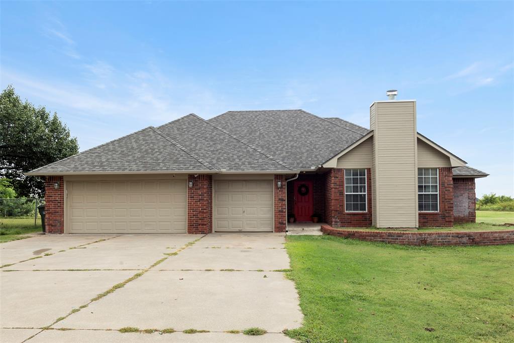 Welcome to this beautiful 4-bedroom, 2-bathroom home located just outside the city limits in the highly sought-after Deer Creek School District. Enjoy the serenity of country living while staying close to all the conveniences that Edmond and Oklahoma City have to offer. Nestled on a peaceful 1-acre lot at the end of a quiet cul-de-sac, this property offers privacy, space, and stunning sunsets that paint the sky each evening.

Inside, you'll find a spacious layout featuring one living room and one dining area, with an optional space that can serve as an additional living or dining room to suit your needs. The large kitchen includes a cozy breakfast nook, perfect for casual meals and morning coffee. A welcoming fireplace adds warmth and charm to the main living space, making it ideal for relaxing or entertaining.

The master bedroom is a retreat, complete with a generous en-suite bathroom featuring double vanities, a luxurious jetted tub, and a walk-in closet. A three-car garage provides ample room for vehicles, storage, or hobbies.

This home offers the perfect blend of comfort, space, and location—ideal for anyone looking to enjoy peaceful living with easy access to city life. 

Recent updates include a new roof in May 2025, new garage door on the two car bay in May 2025, and new HVAC in April 2024. Large chain-link dog area is located on the south side of the house. Sellers have included a home warranty that will transfer to new owners.