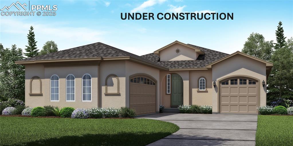 Beautiful Ranch Plan with 4 bedrooms, 31/2 bath, 3 car garage, and full finished basement. The Kitchen features an upgraded Gourmet kitchen with granite countertops, GE Energy star stainless appliances to include gas cooktop, double wall ovens, microwave above range, dishwasher, designer staggered cabinetry, island with pendant lighting, spacious walk-in pantry, and engineered hardwoods throughout.  The great room features high ceilings, gas fireplace, adjacent to large kitchen and dining area making it perfect for entertaining.  The abundant windows and light make it bright and spacious.  The Master suite with 5 piece bath and walk in closet, along with additional bedroom connected with bathroom, powder bath and laundry all on the main level.  The gorgeous wrought iron railing overlooks finished basement with 9 ft ceilings.  The basement includes 2 additional bedrooms, bath, and rec room and game room provide additional space along with large mechanical room for storage.  Additional features include: Walk in closets, dual vanities in master, AC Prep, wet bar rough in and more!
This home was designed for performance and energy efficiency and will receive a HERS score once complete. As a result, you should see savings on your utility bills. Schedule your appointment for viewing today! PLEASE NOTE:  Photos and videos are of different home/ same floor plan and finishes may vary.