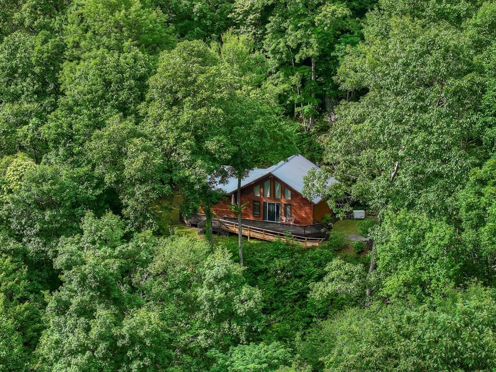Escape to your mountain cottage, tucked away in a serene woodland setting at over 3,000 feet elevation—a true haven of tranquility. This private retreat offers seclusion without isolation. Bryson City, Cherokee, and Sylva are just 20 minutes away, Asheville is reachable in just over an hour. Featuring 2 suites, this home is designed for comfort and flexibility. The open-concept floor plan showcases soaring cathedral ceilings and expansive windows in the main living area, filling the space with natural light and breathtaking forest views. Enjoy peace of mind with a whole-house generator, and unwind on the expansive deck, where the soothing sounds of a nearby creek and the beauty of nature create the perfect backdrop for relaxation. This enchanting property blends modern elegance with the timeless allure of mountain living—your private sanctuary awaits.