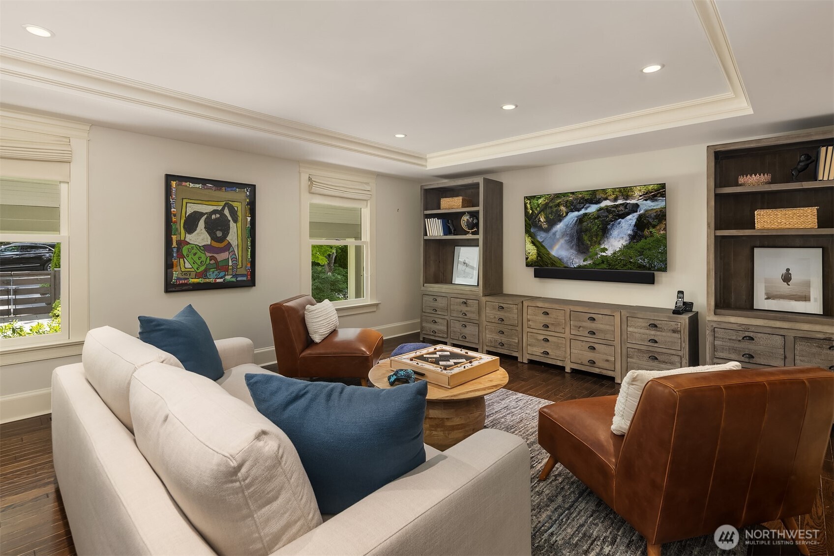 Media room offers a relaxed spot for movie nights and games