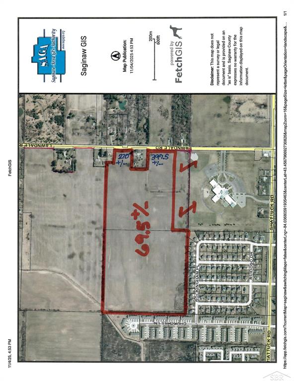 69.5 +/- acres in northern Saginaw Township. Adjoins Peace Lutheran School campus. Prime  north Saginaw Township development property.