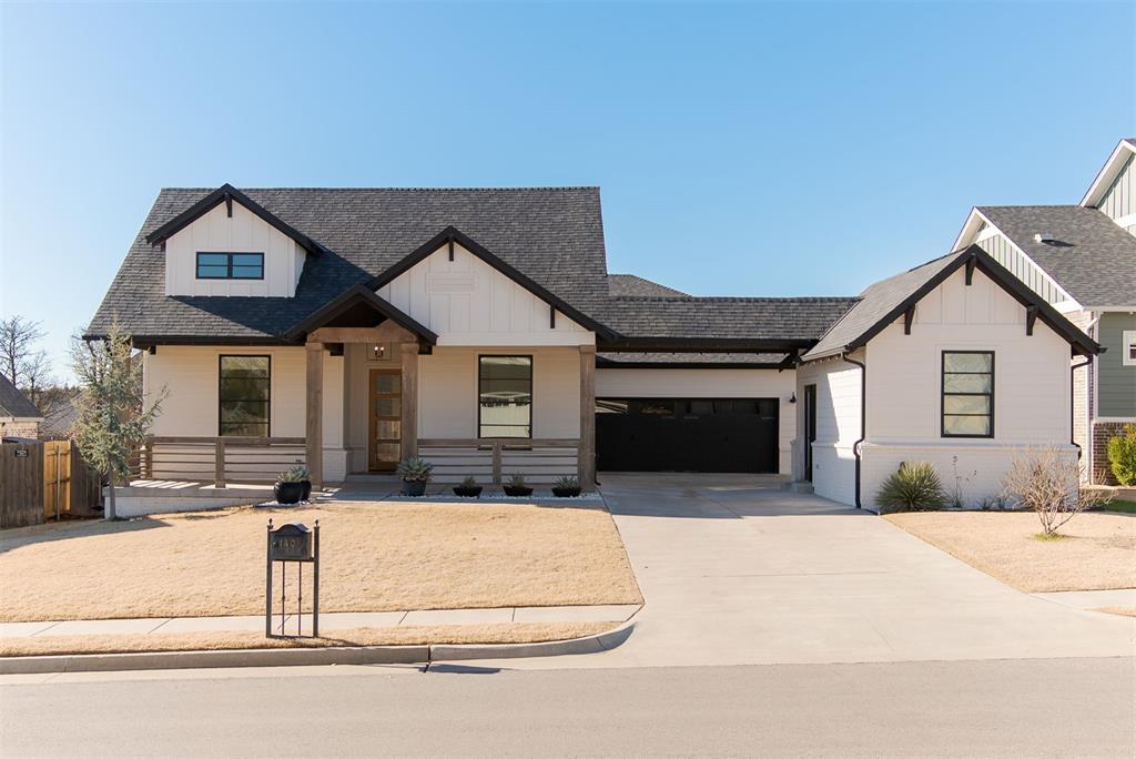 Thoughtfully designed with both beauty and livability in mind, this 4-bedroom, 3-bath home offers 2,678 square feet of well-planned space, including a built-in storm shelter. Light-filled interiors, a clean modern palette, and an open layout create a welcoming atmosphere ideal for everyday living and gathering with friends and family! The kitchen serves as the heart of the home, featuring Bosch appliances with double ovens, large island, farm sink, and a spacious dining area designed for connection and ease. A flexible bonus room offers the perfect space for a home office, art studio, or kids play area! This home includes a secluded primary suite with an en-suite bath and three additional bedrooms with two full baths. Step outside to a screened patio with a fireplace and outdoor heaters, extending your living space year-round, along with a low-maintenance turf backyard!Town Square is Edmond’s historically inspired community featuring a greenbelt, fishing pond, playground, and more. Town Square Residents Club includes a clubhouse, resort-style pool, and a state-of-the-art fitness center.