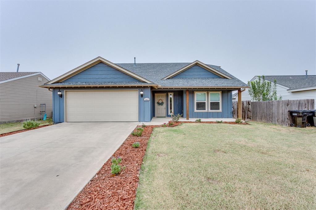 Welcome to 1417 Eagle Drive in Moore, Oklahoma! Built in 2018, this well-maintained 3-bedroom, 2-bath home offers an open layout, stylish updates, and thoughtful extras throughout. The spacious kitchen features a large island, generous pantry storage, and an LG refrigerator that stays with the home. The washer and dryer are also included, making this property truly move-in ready.The living area feels warm and inviting with a freestanding electric fireplace, while the enclosed Florida room creates additional flexible space for relaxing, entertaining, a home office, or year-round enjoyment. The primary suite features a large walk-in closet and a beautifully updated spa-style shower with glass surround and upgraded water features. Secondary bedrooms have new carpet for a fresh, clean feel.Additional highlights include an in-ground storm shelter in the garage, extended backyard patio space, updated roof and gutters from 2022, and TVs that remain with the property.Located just down the street from Plaza Towers Elementary and near Little River Park and splash pad, this home also offers convenient access to 19th Street shopping, dining, Norman, downtown Oklahoma City, and Tinker AFB. The community includes a pond just behind the home perfect for catch & release. If you are searching for a move-in ready home for sale in Moore, OK with updates, included appliances, storm shelter, Florida room, and convenient access to parks and schools, 1417 Eagle Drive deserves a closer look.Refrigerator, washer, dryer, TVs, freestanding electric fireplace, and entryway mud bench to remain with the property. Buyer to verify square footage and school information.