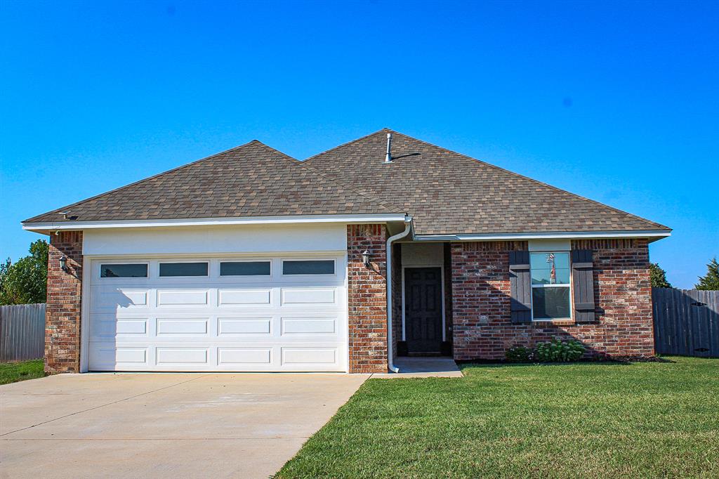 Welcome to this like-new, charming home in the Deer Creek School district, nestled on a generous .77 (MOL) acre lot. The open-concept kitchen and living area create an inviting and spacious environment for entertaining family and friends. Unwind in the private master suite, which features a large closet and extra storage space. The covered back porch and privacy-fenced backyard are perfect for outdoor living, offering a peaceful setting for relaxing or for kids to run and play. A storage building is already on the property, and there's plenty of room to build a shop to suit your needs. Don't wait—make an appointment to see this must-have home today!