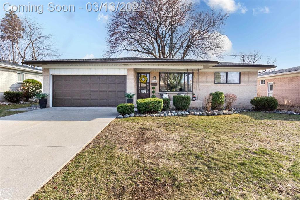 Beautifully updated & well maintained 3-bedroom, 1.5-bath ranch with a 2-car attached garage & a partially finished basement awaits your personal touch. Blending classic charm with modern updates. The remodeled kitchen features new cabinetry, quartz countertops, designer backsplash, pantry, coffee bar, luxury vinyl plank flooring, new sink and faucet, updated lighting, & stainless steel appliances.  The inviting family room offers a natural fireplace, stained beams, recessed LED lighting, luxury vinyl plank flooring, smart TV outlets on both walls, and a new door wall. The living room, hallway, & all three bedrooms showcase beautifully refinished original hardwood floors, fresh paint, & updated lighting.  The main full bath has been tastefully remodeled with refinished cabinetry & tub with tile surround, new tile flooring, custom framed mirror, recessed lighting, & decorative wall tile. The half bath features a new sink, toilet, mirror, paint & light fixture.  Additional updates include new entry doors & molding, premium insulated steel exterior doors keyed alike, Ring doorbell, Hanson's replacement windows, insulated garage door with opener, newer 5"gutters, added attic insulation, & four new roof vents. Conveniently located near parks, dining, shopping, & expressways within Warren Consolidated Schools.